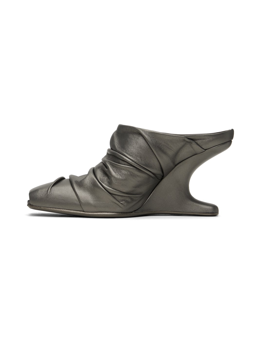 Gunmetal Cantilever And Twisted Mules - 3
