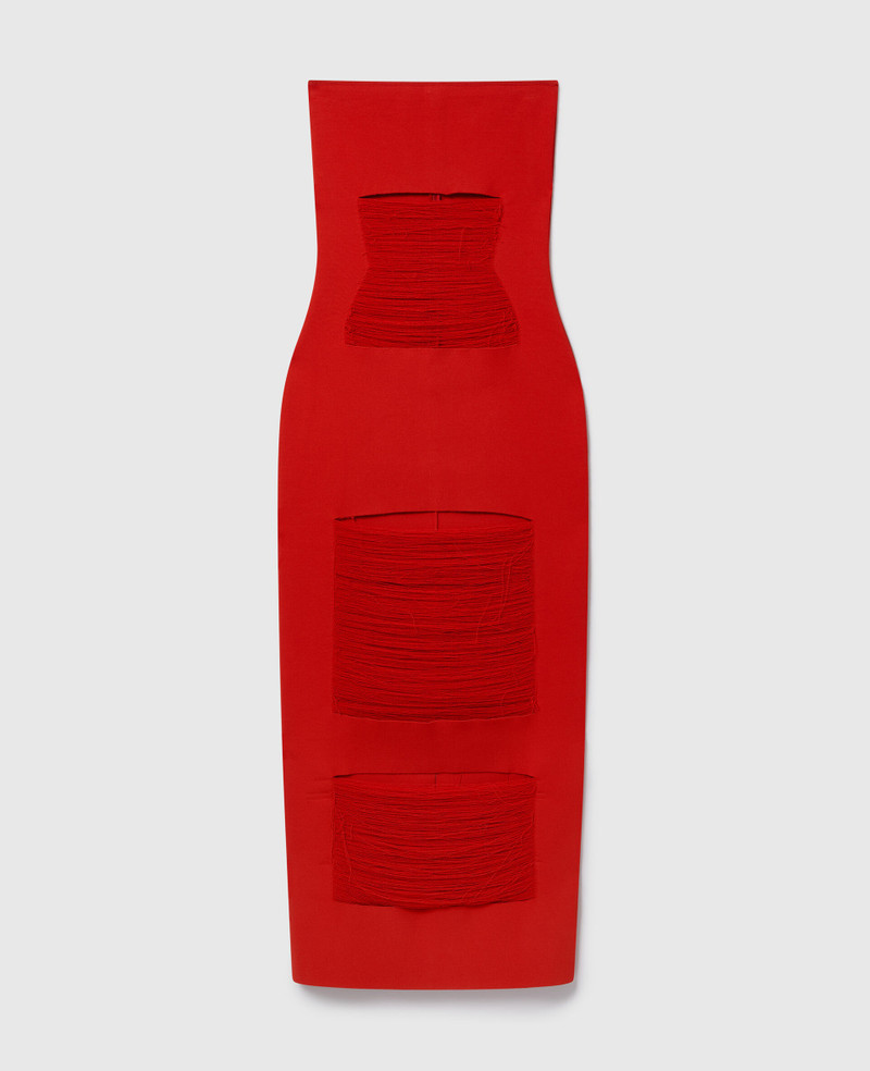 Strapless Shredded Compact Knit Maxi Dress 1