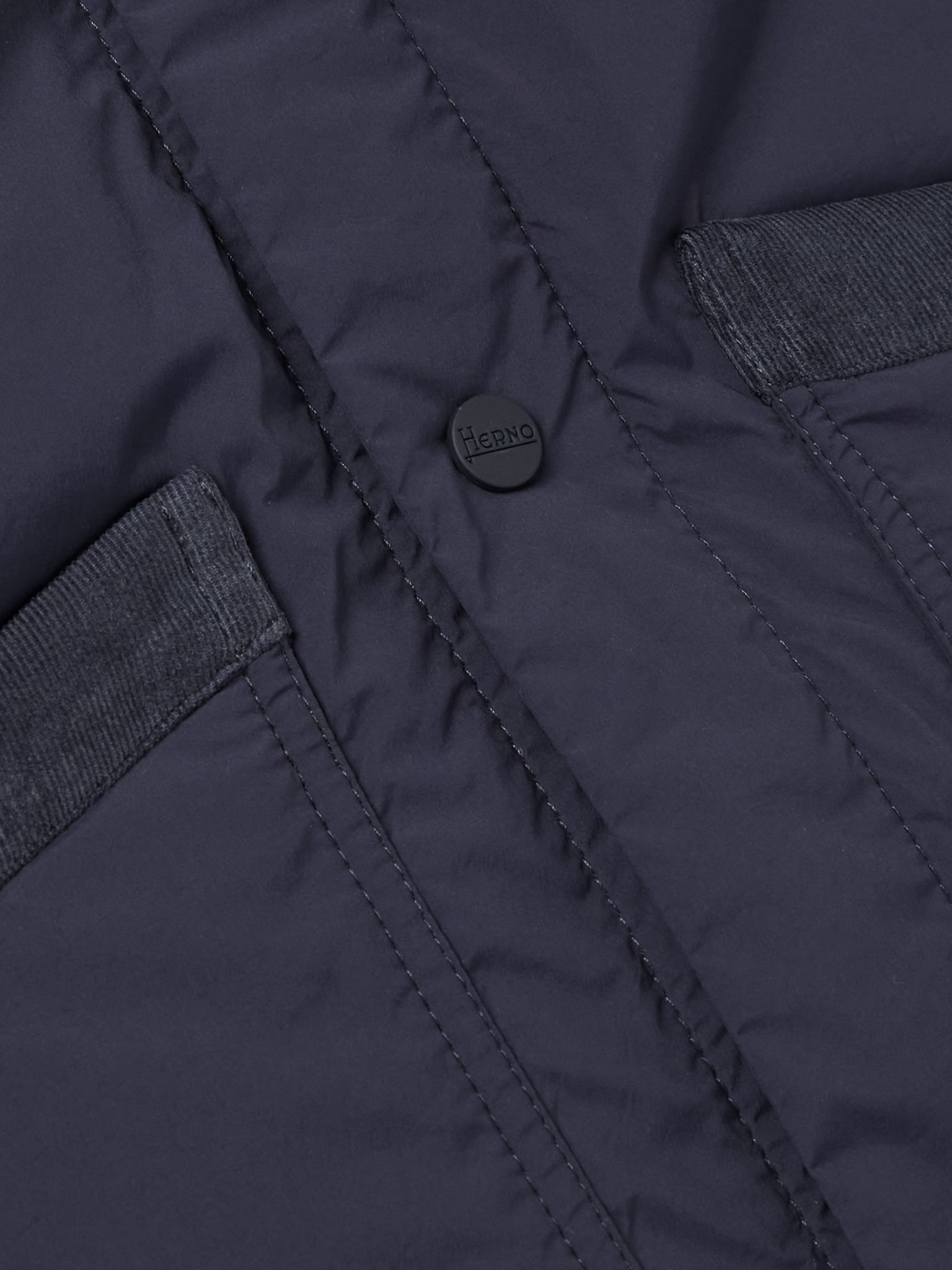 Padded Cotton Corduroy-Trimmed Shell Jacket Navy - 5