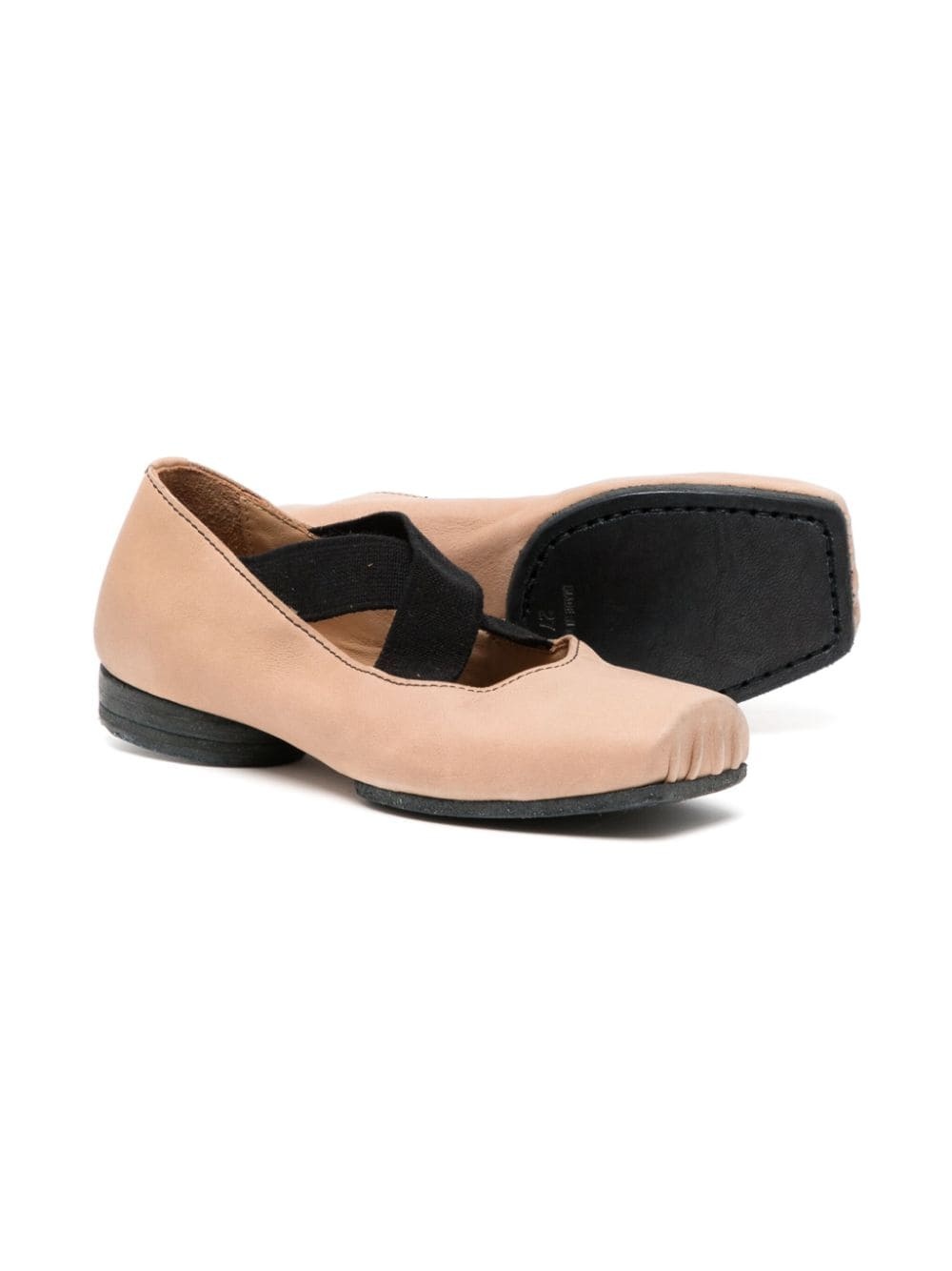 square-toe leather ballet pumps - 2