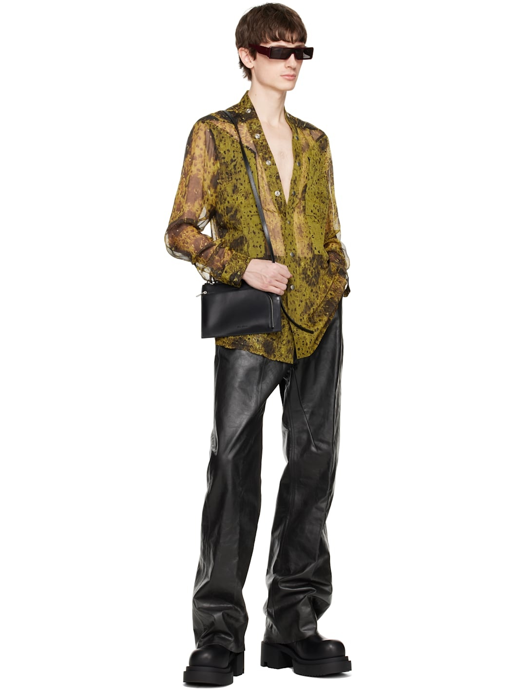 Black Hollywood Geth Leather Pants - 4