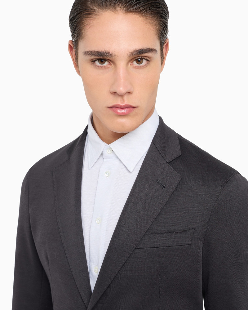 Modern-fit single-breasted suit in a wool-blend stretch plain-knit jersey 5