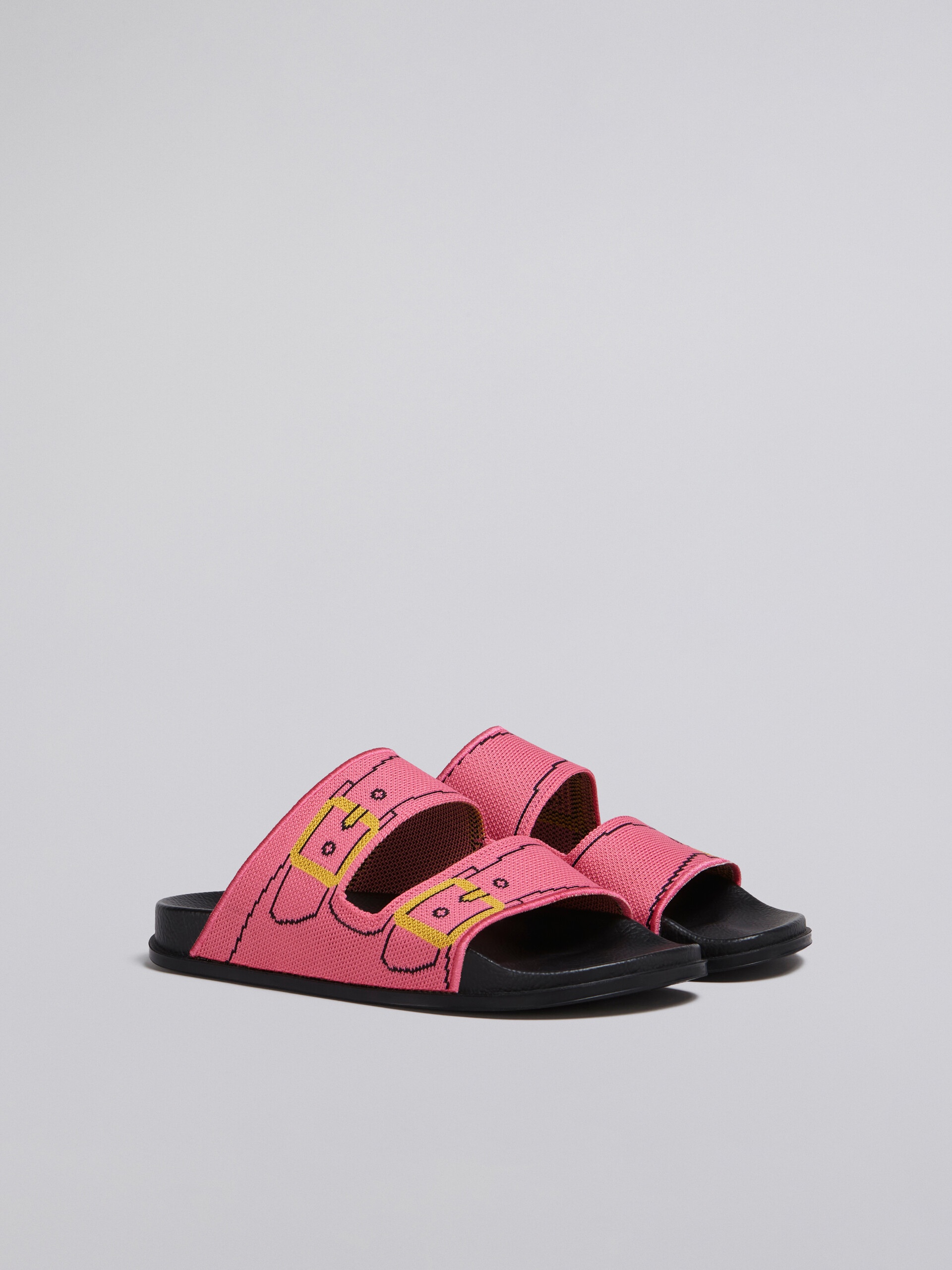 PINK TROMPE L'ŒIL JACQUARD TWO-STRAP SLIDE - 2