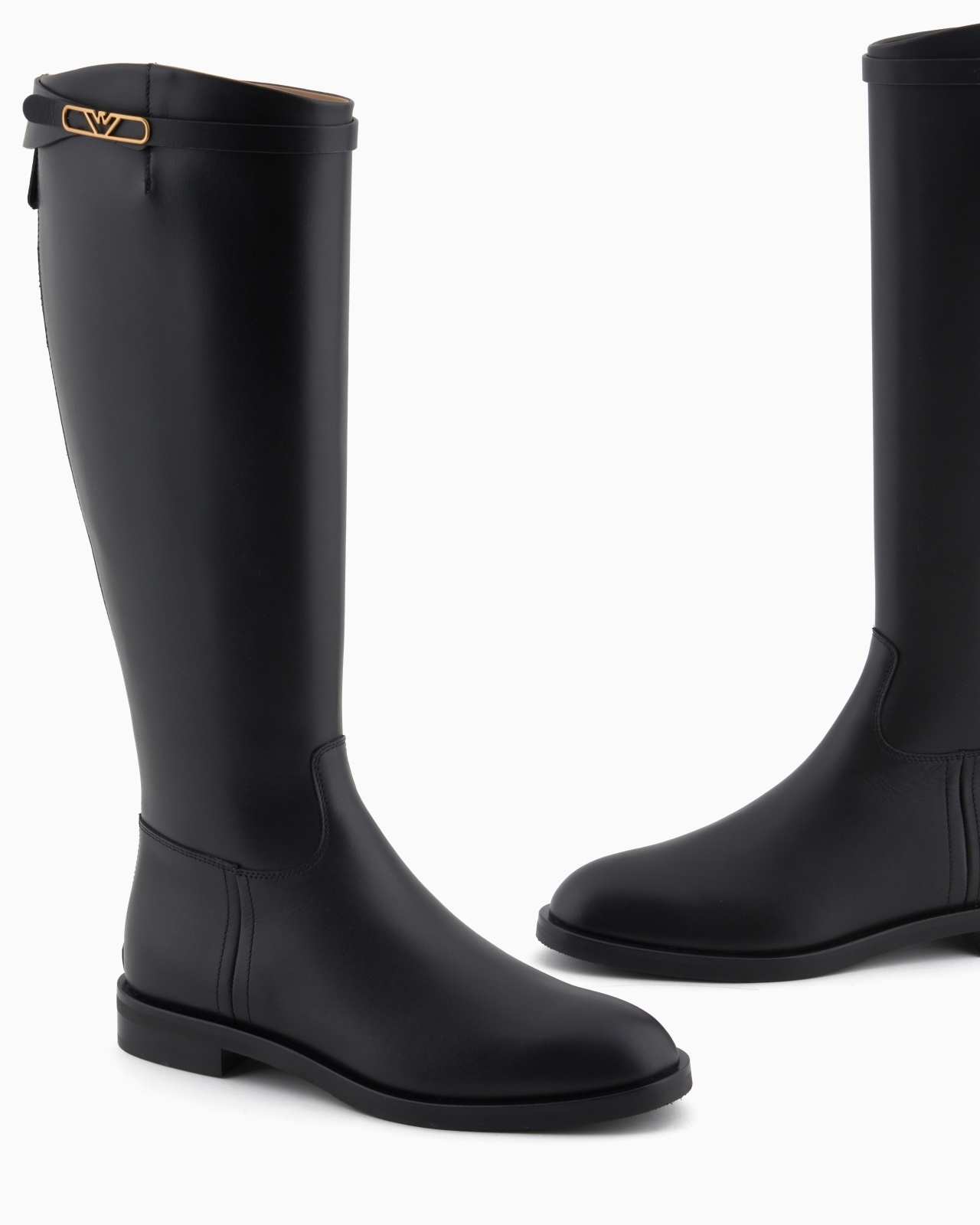 LEATHER BOOTS WITH STRAP AND EAGLE PLATE - 4