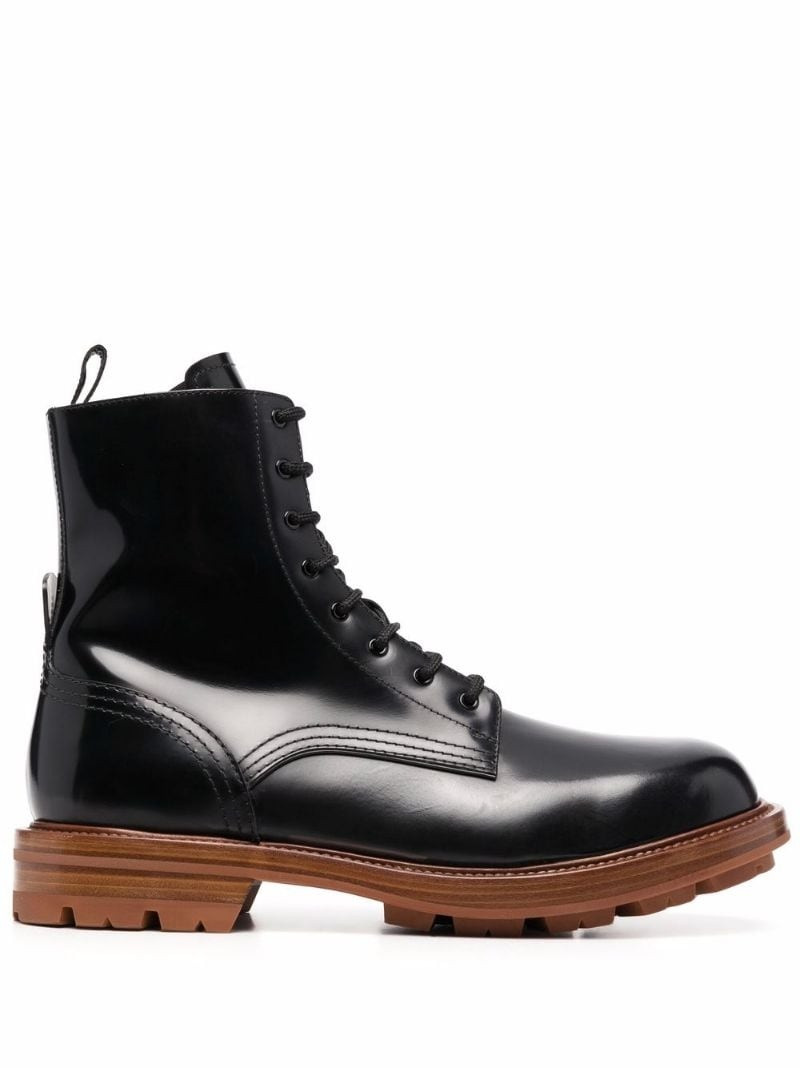 patent-leather lace-up boots - 1