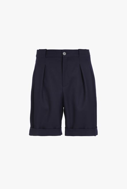 Navy blue wool Bermuda shorts - 1