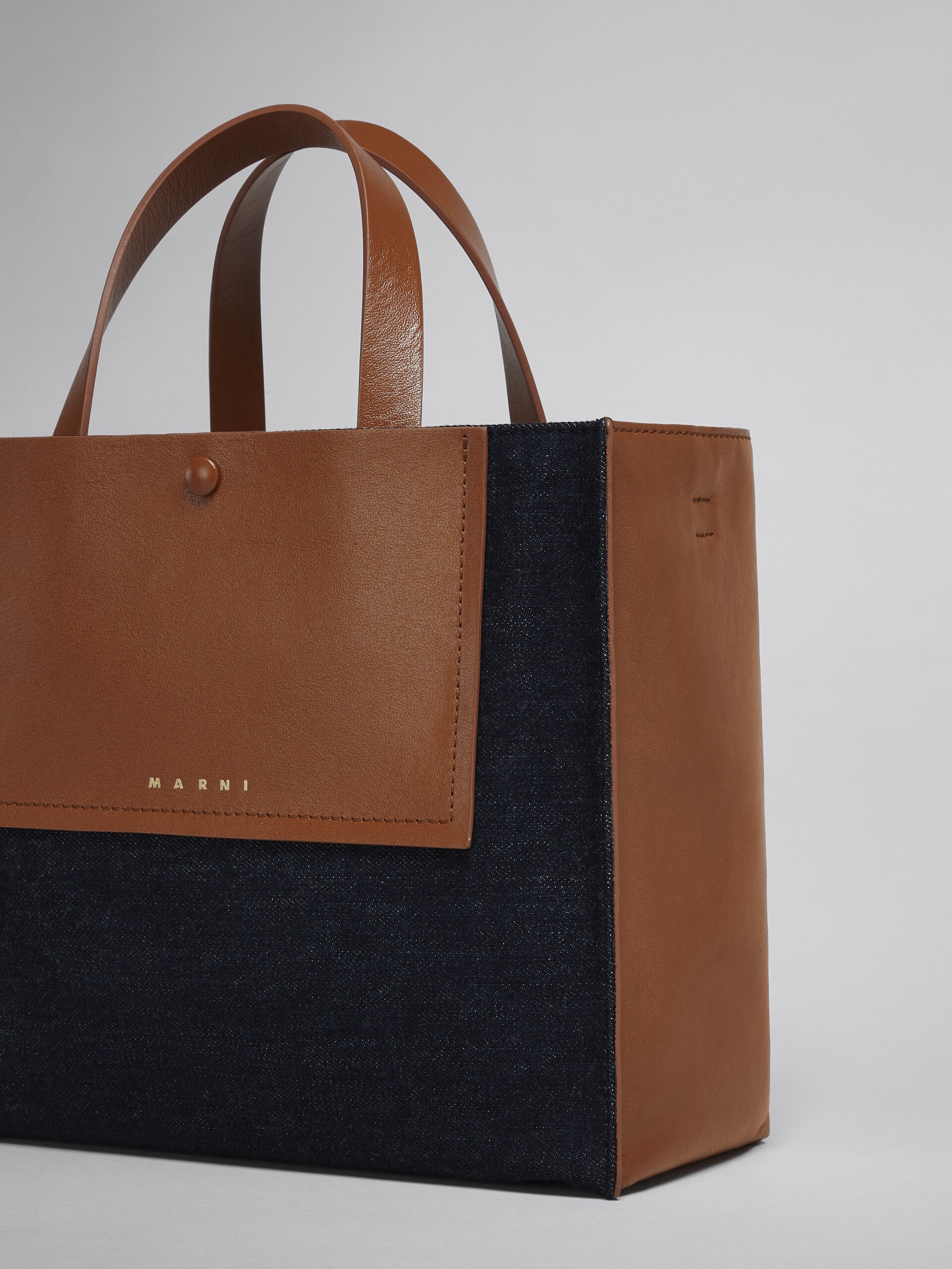 MUSEO SOFT SMALL BAG IN DENIM AND LEATHER - 5