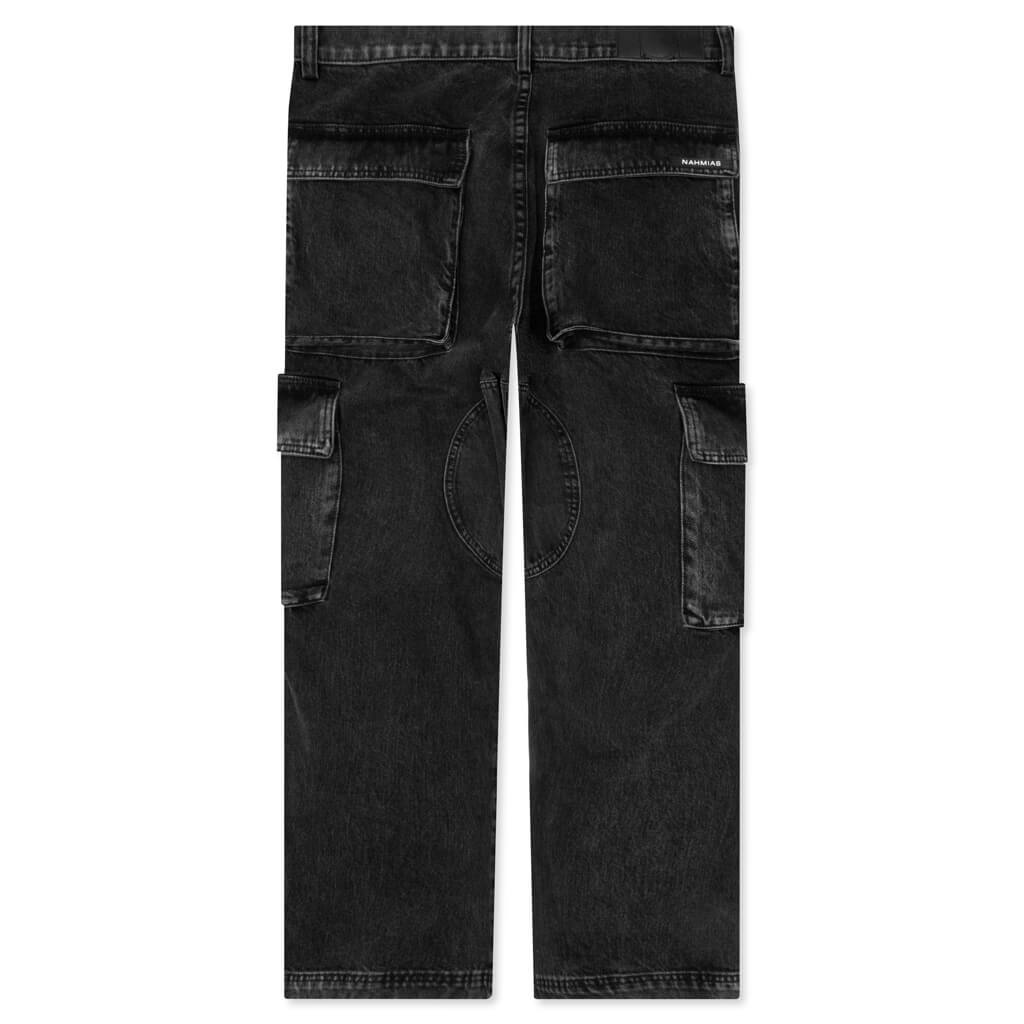 DENIM LOGO CARGOS - CHARCOAL WASH - 2