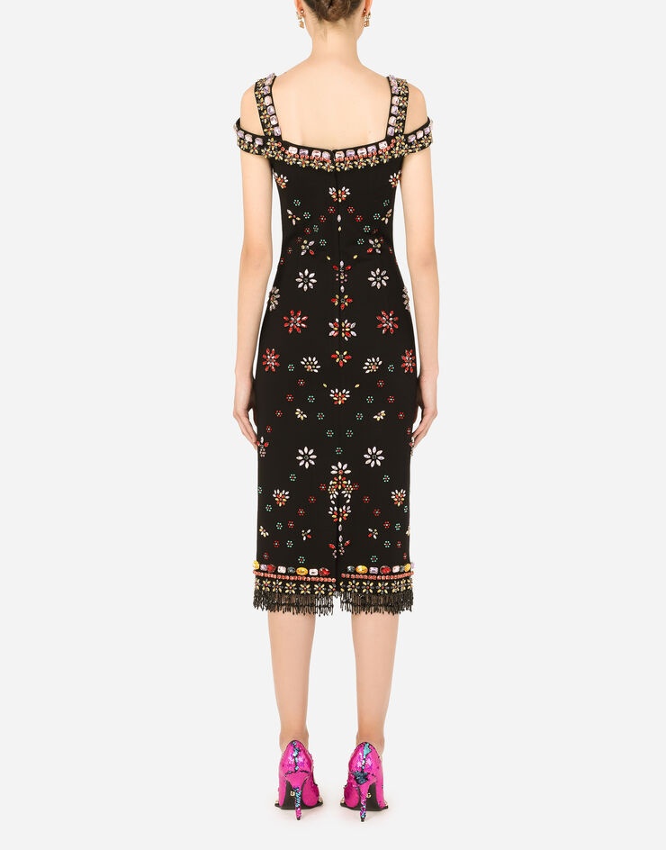 Jersey midi dress with multi-colored embroidery - 2