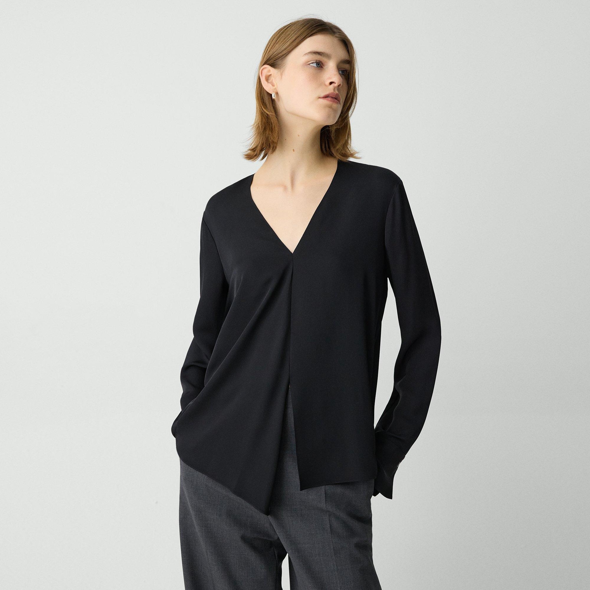 Relaxed V-Neck Blouse in Silk Georgette - 2