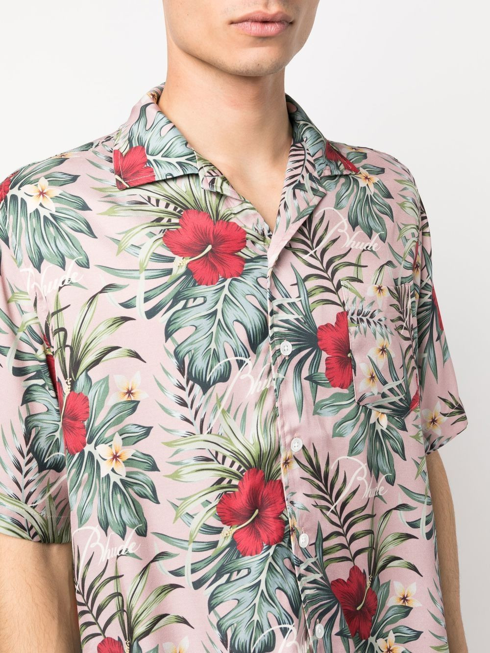Hawaiian print bowling shirt - 5