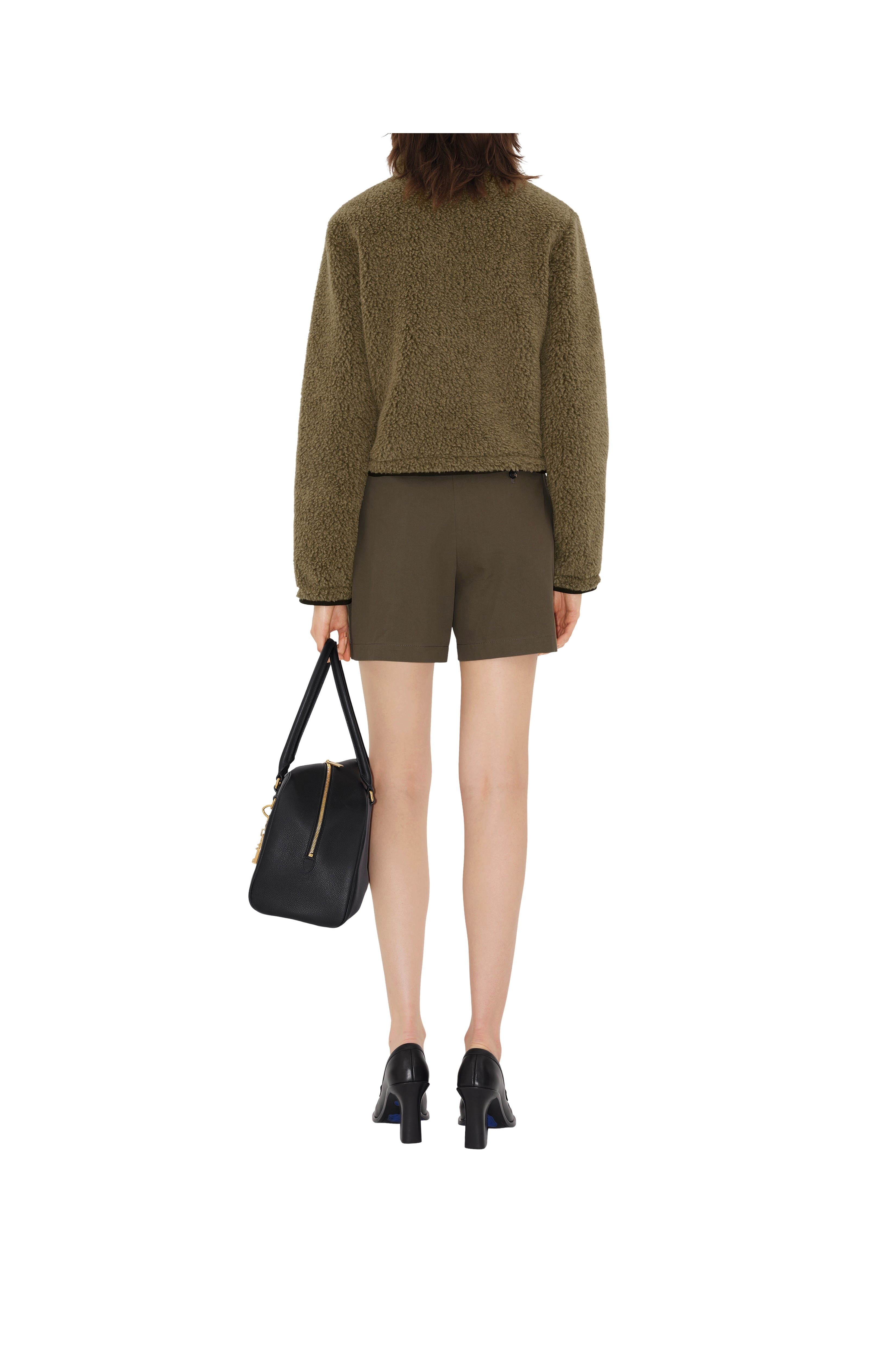 burberry Cropped Fleece Jacket in Mire Melange at Nordstrom - 4