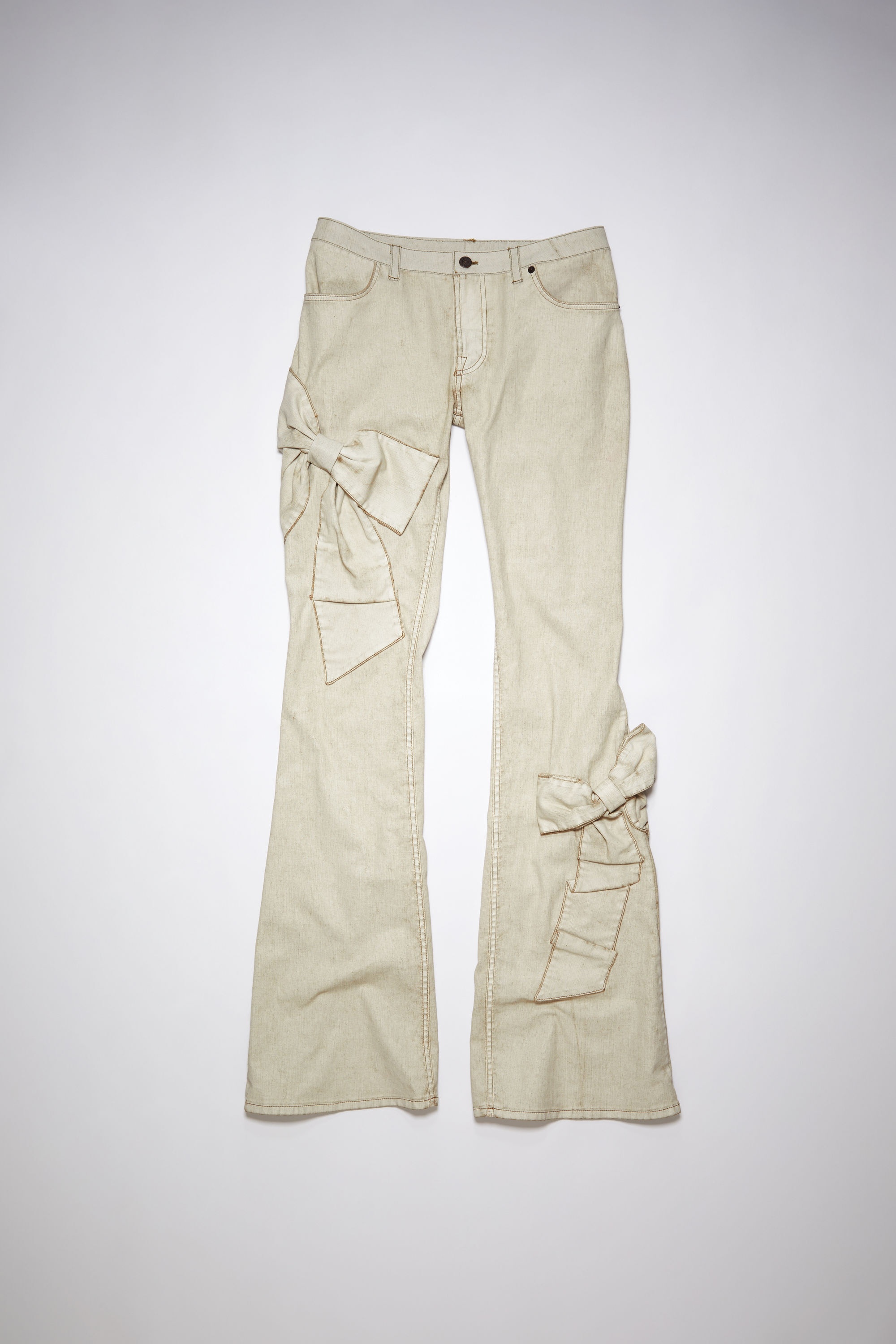 Bow denim trousers - White/brown - 6