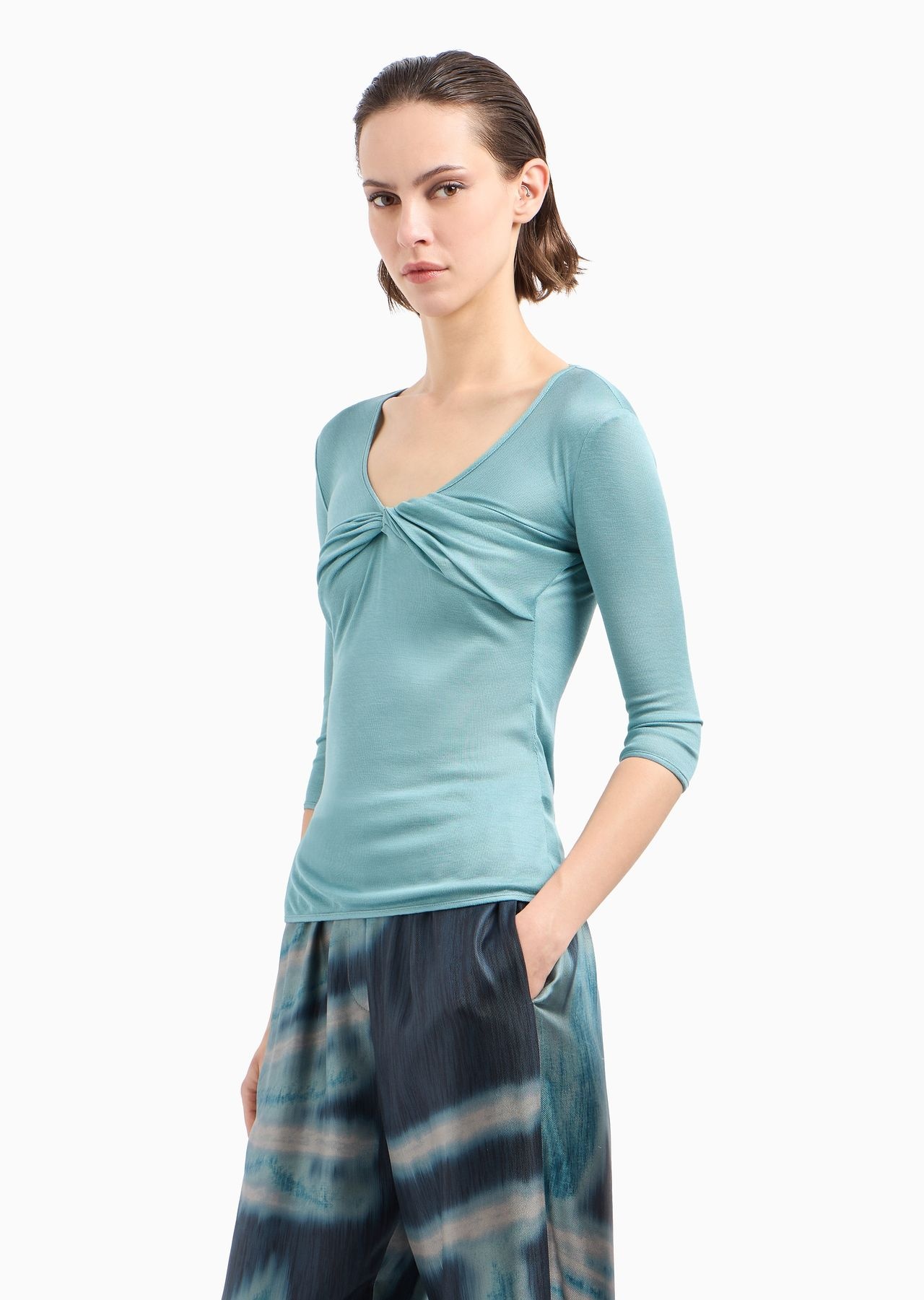 Silk-viscose jersey V-neck jumper - 2