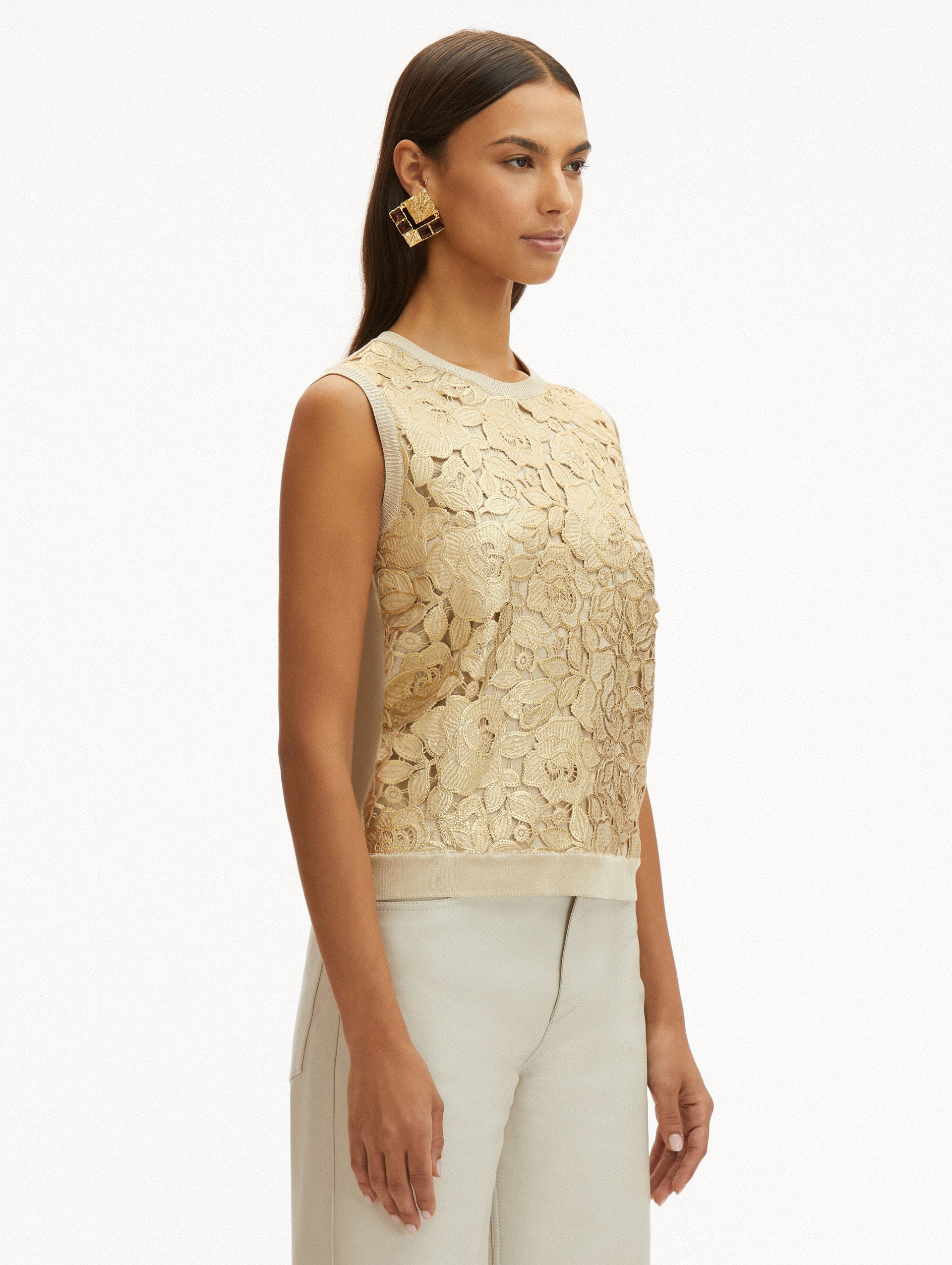 GOLD FOIL ENGLISH ROSE INSET TANK - 5