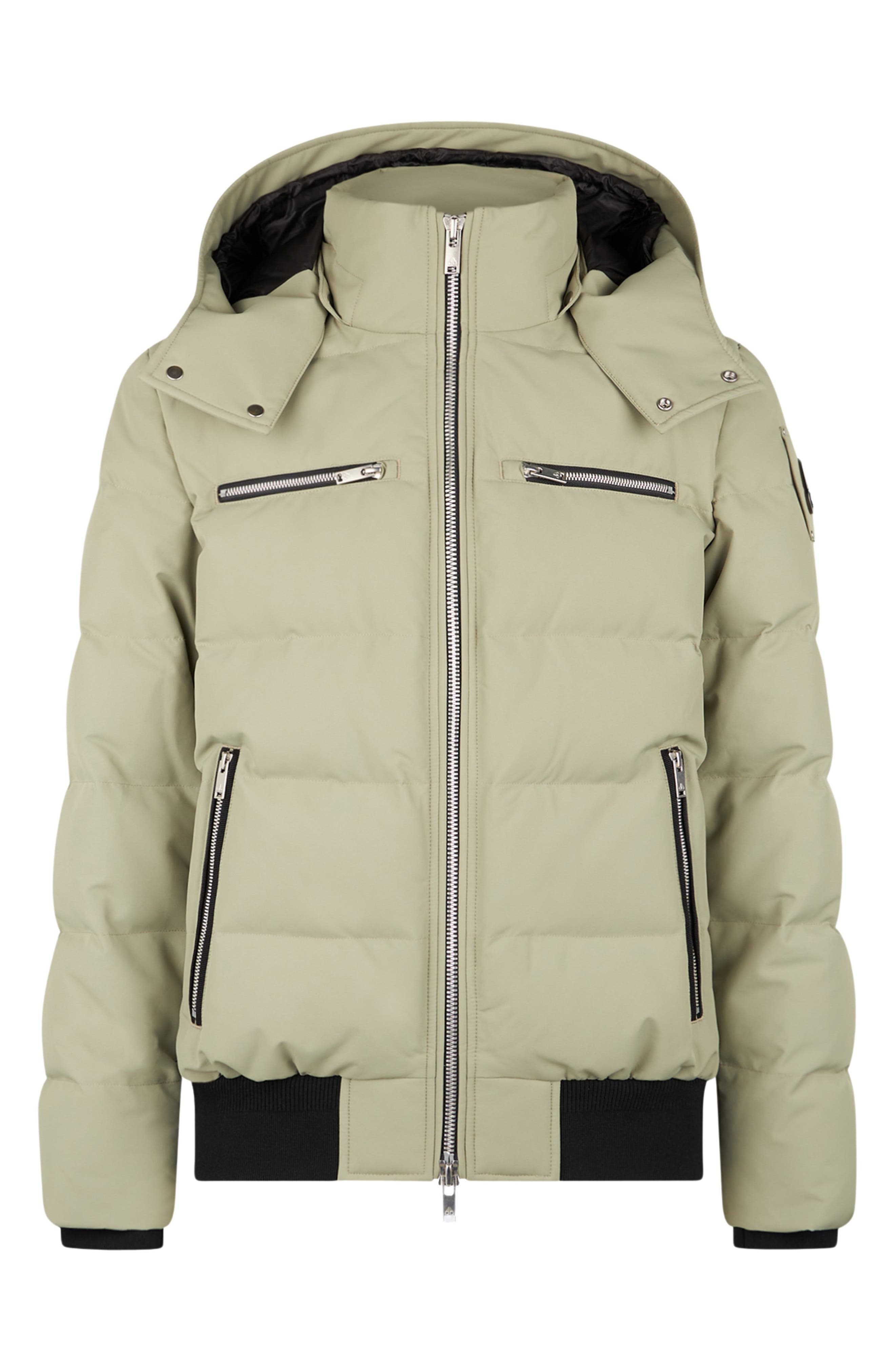 Moose Knuckles Cloud Down Puffer Bomber Jacket with Removable Hood in Sage at Nordstrom - 4