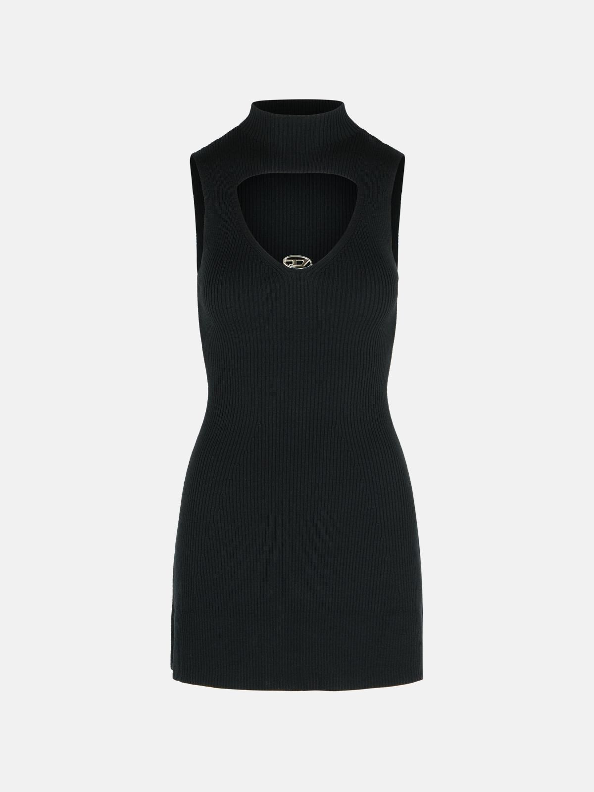 'OLONI' SHORT BLACK WOOL DRESS - 1