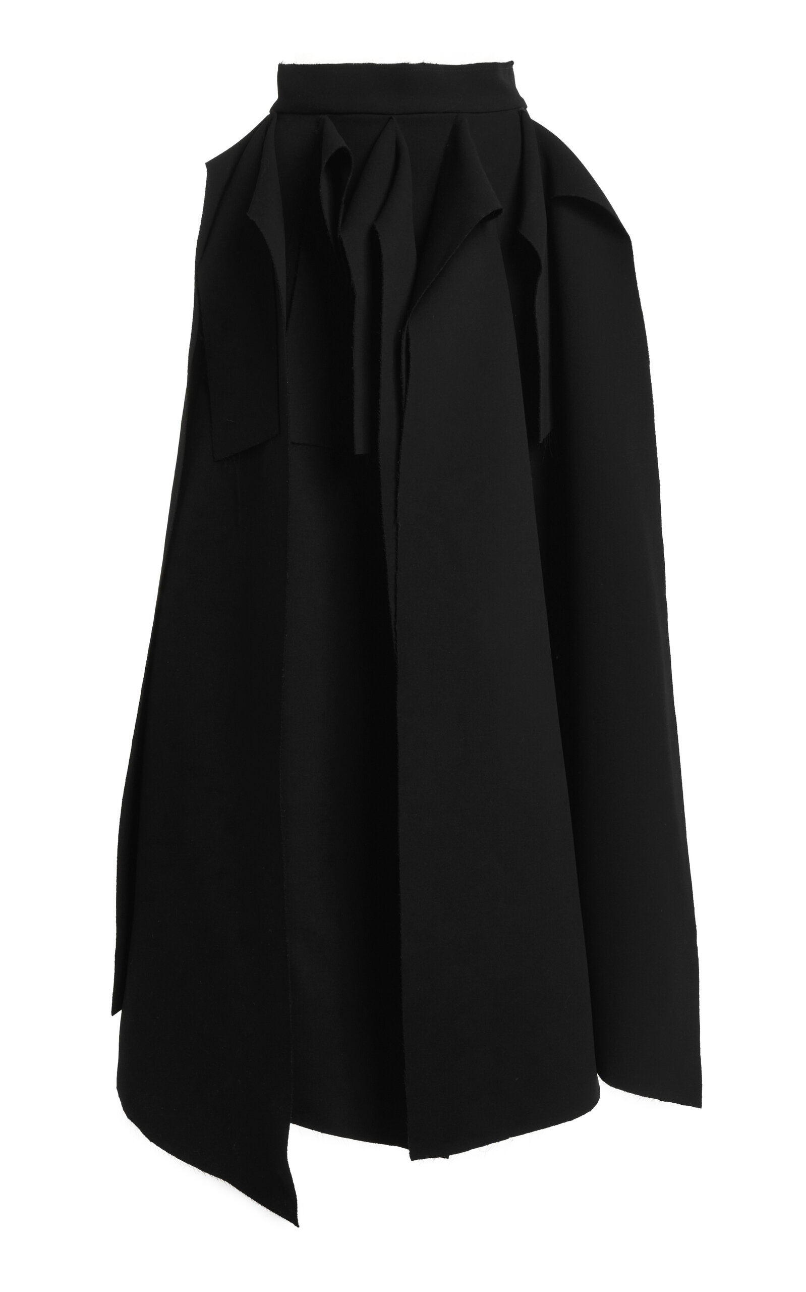 Asymmetrical Pleated Panel Midi Skirt black - 1