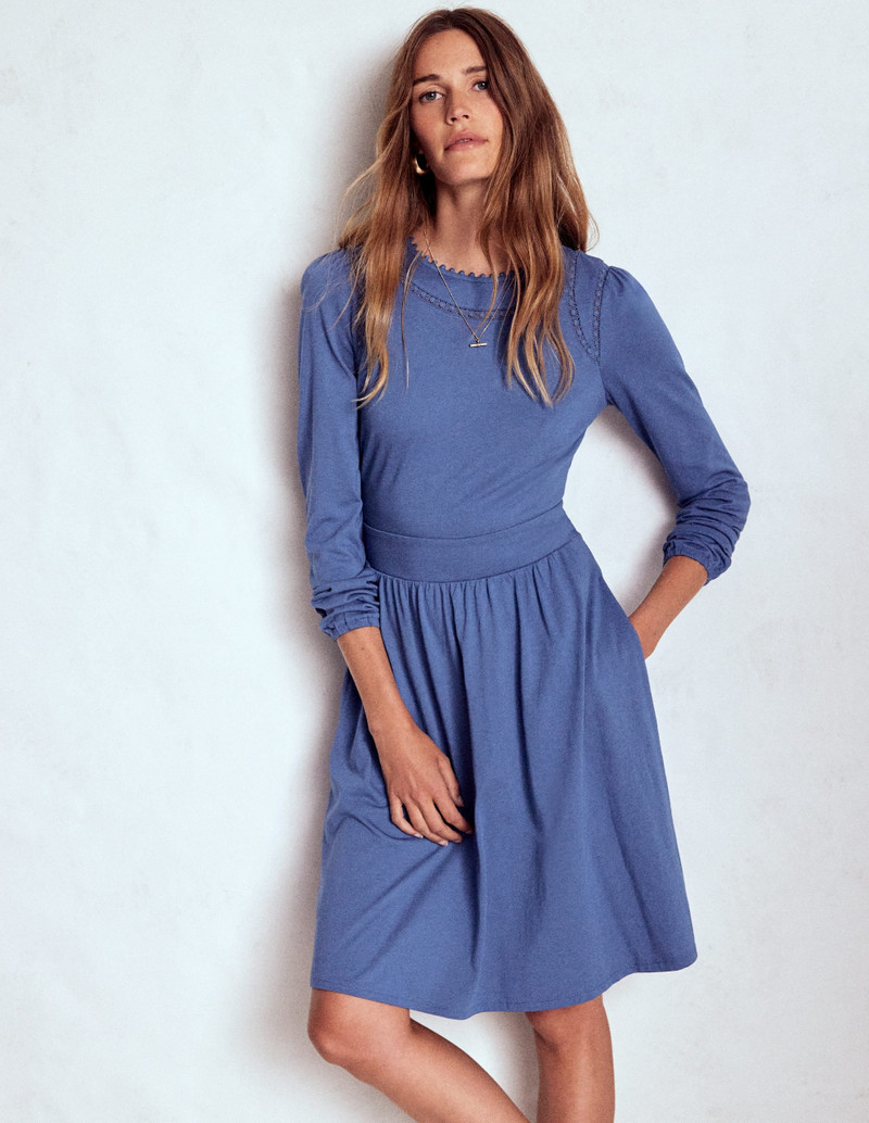 Mila Short Jersey Dress-Denim Blue 5