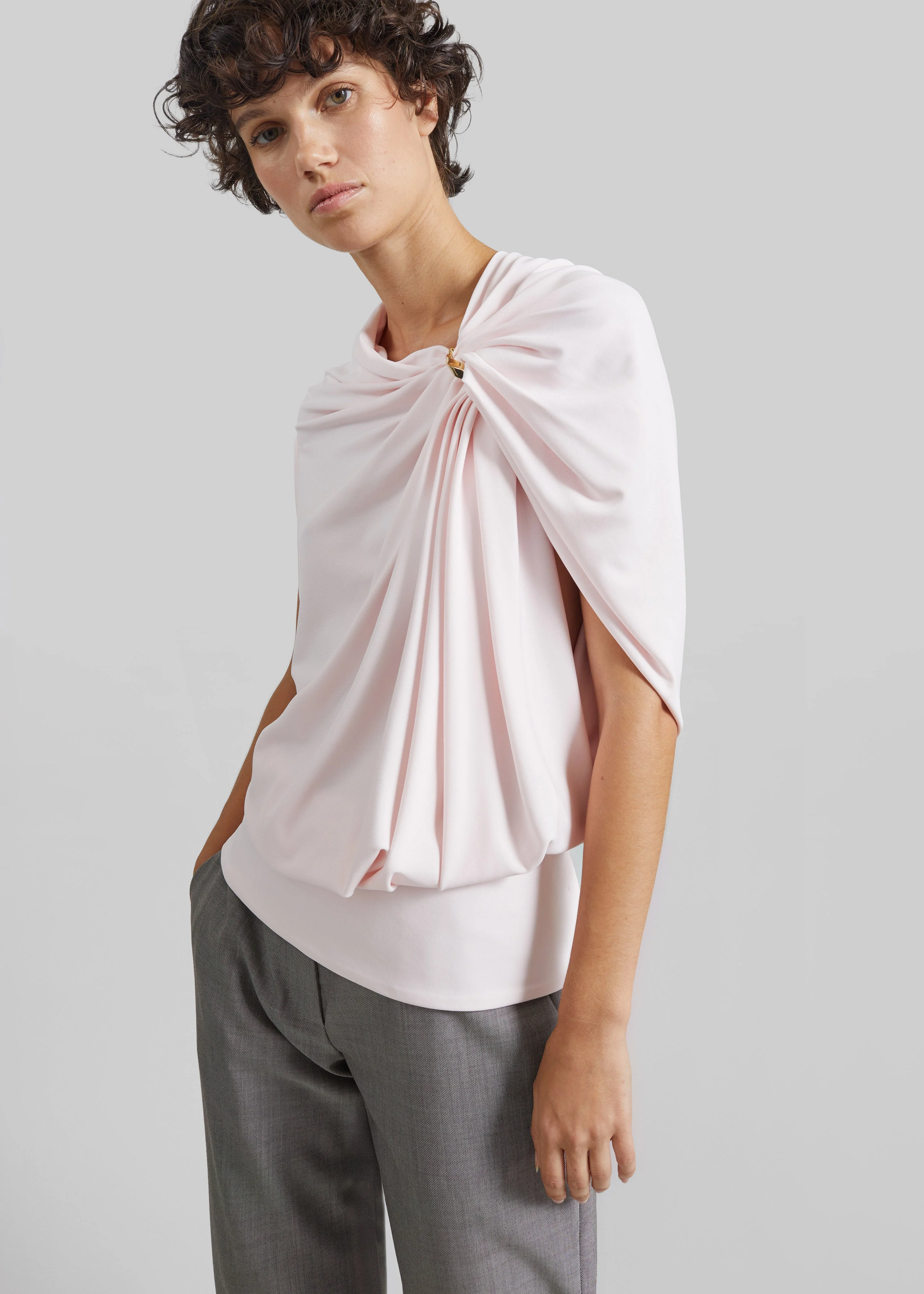 Sportmax Lacuna Draped Fluid Top - Powder - 1
