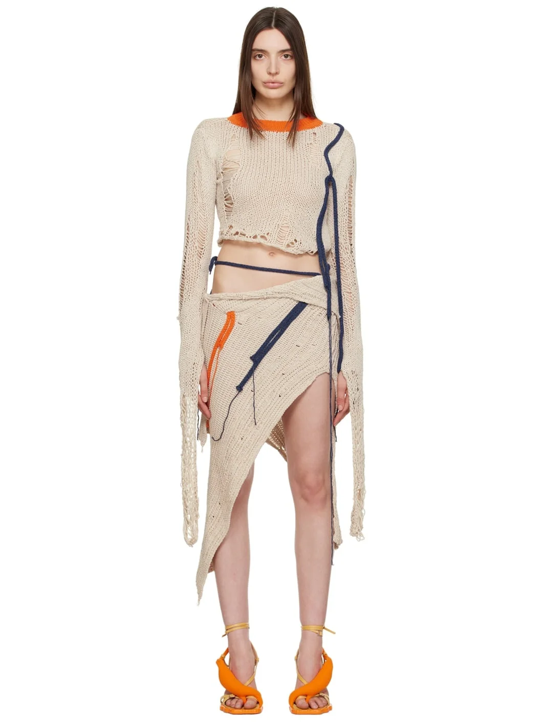 Beige Distressed Sweater - 1