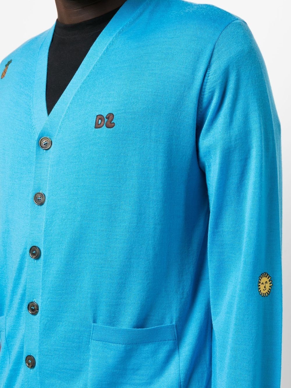 logo-embroidered V-neck cardigan - 5