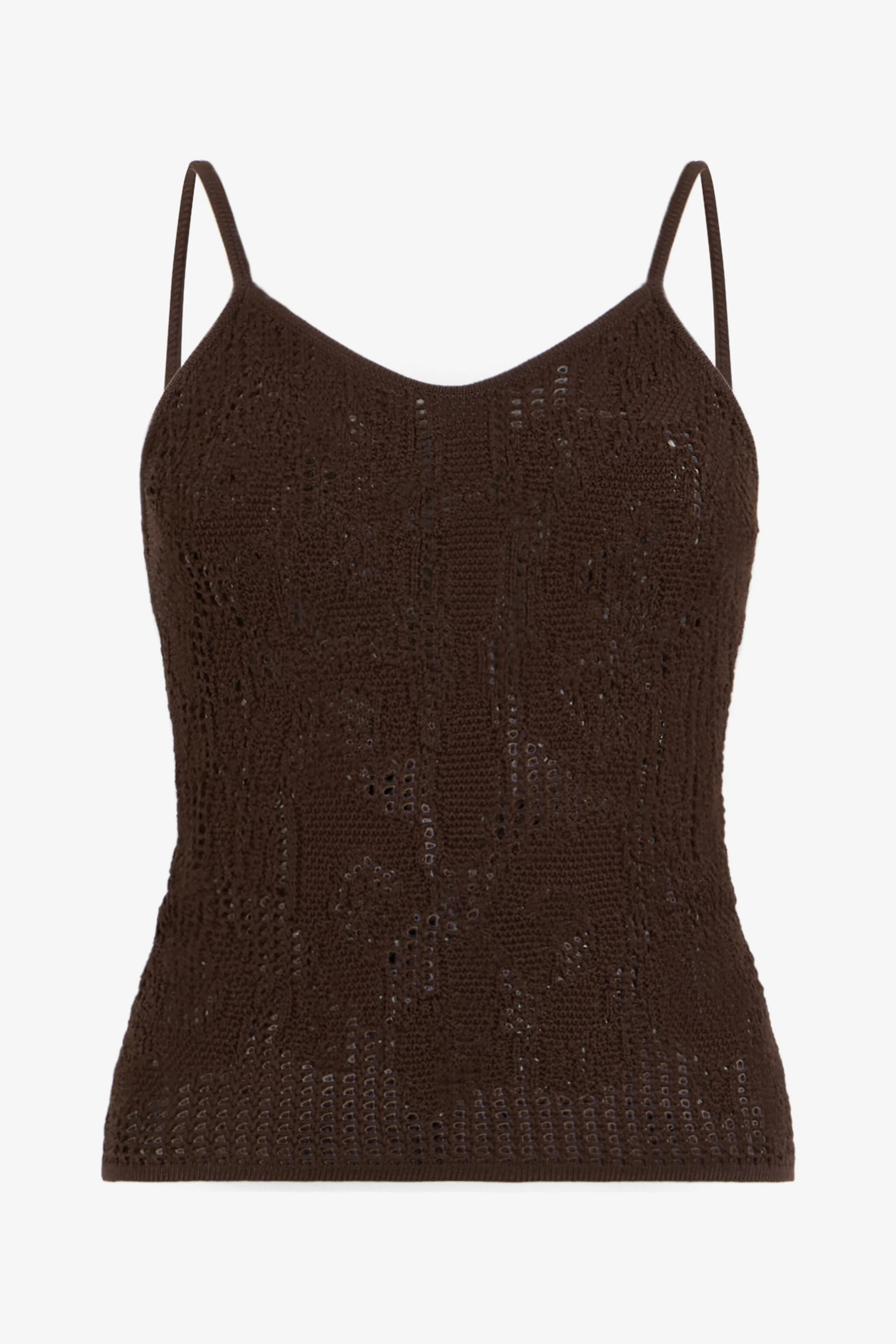 Crochet Effect Top With Spaghetti Straps - 1