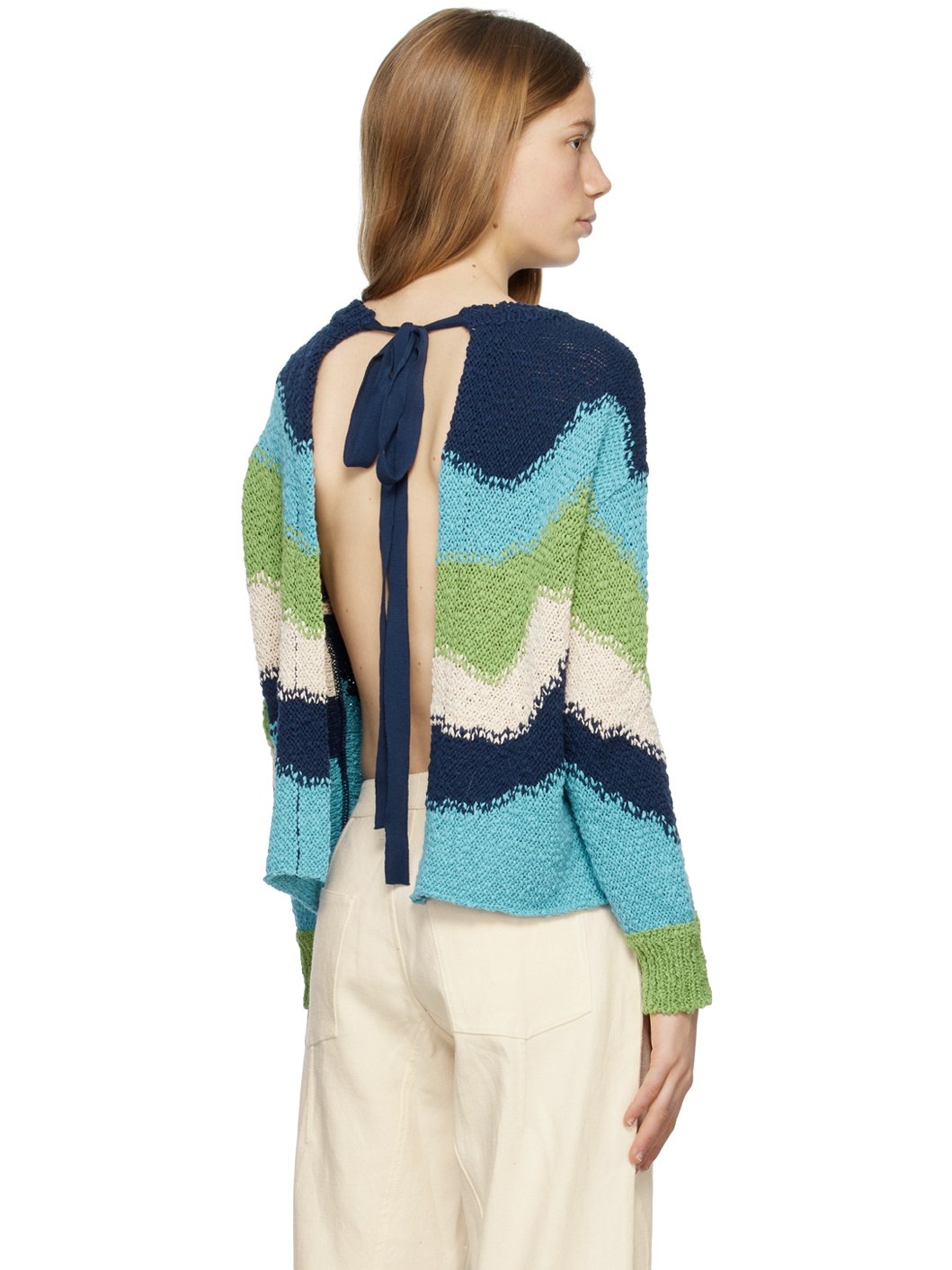 Blue Embroidered Sweater - 3