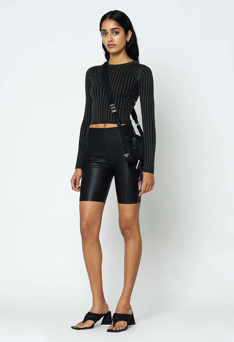 REVEAL SILK CASHMERE RIB CROPPED CREW - 3