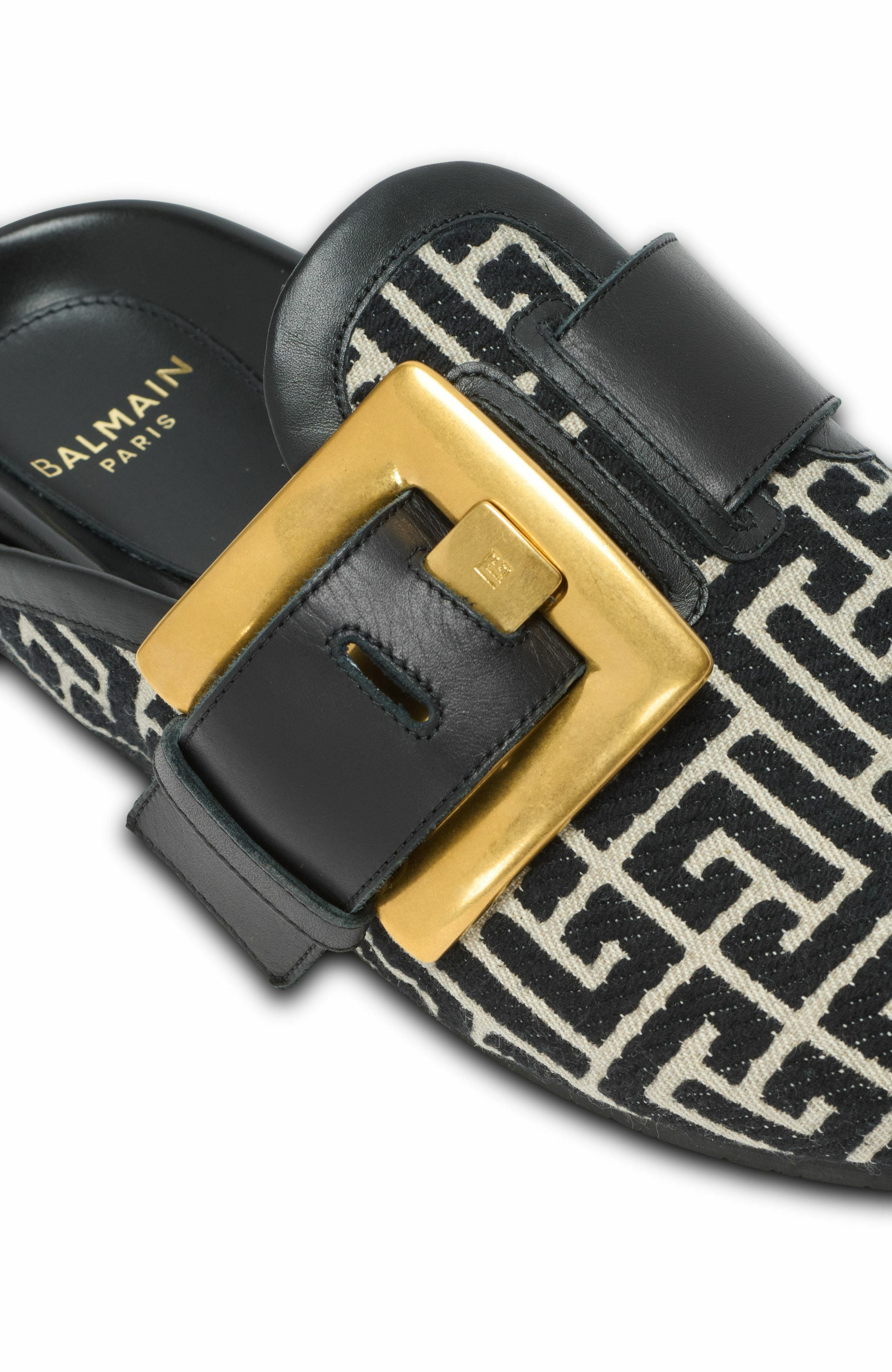 Balmain Anthem Mules In Jacquard Canvas With Pb Monogram in Black at Nordstrom - 7
