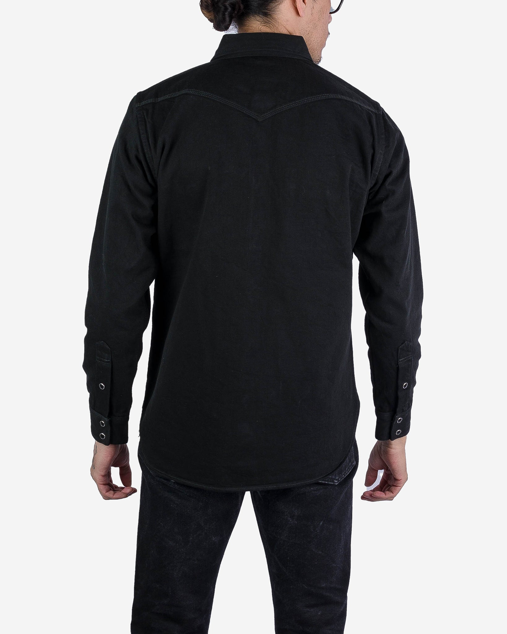 IHSH-IHxDM-01 Iron Heart x DicE 12oz Selvedge Denim Embroidered Western Shirt "The Johnny Cash III"  - 3