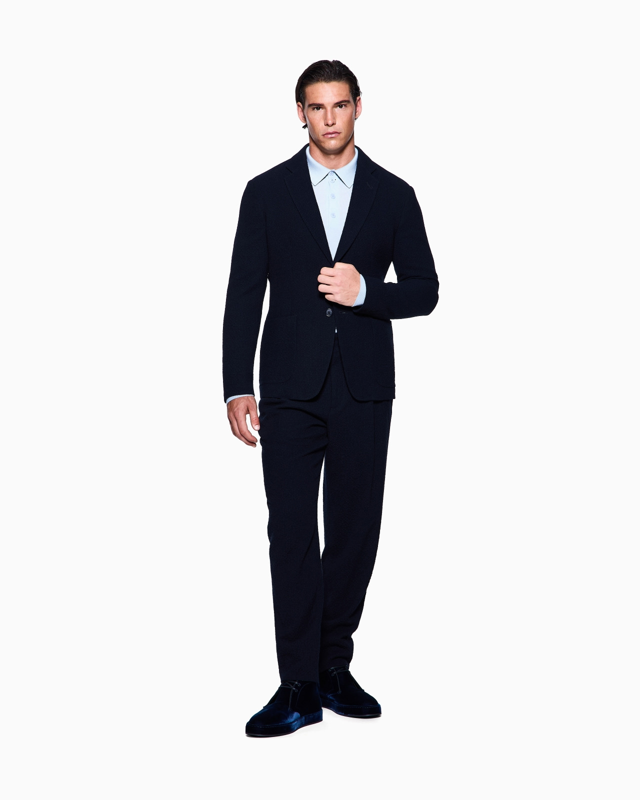 SINGLE-BREASTED JACKET IN STRETCH WOOL SEERSUCKER - 2