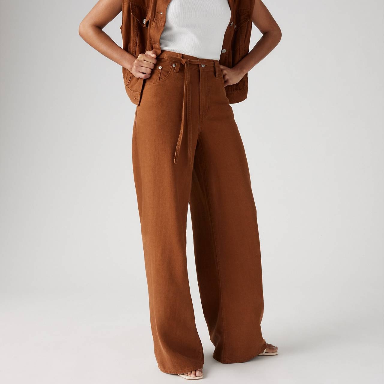 XL BAGGY STRAIGHT LINEN BLEND WOMEN'S PANTS - 4
