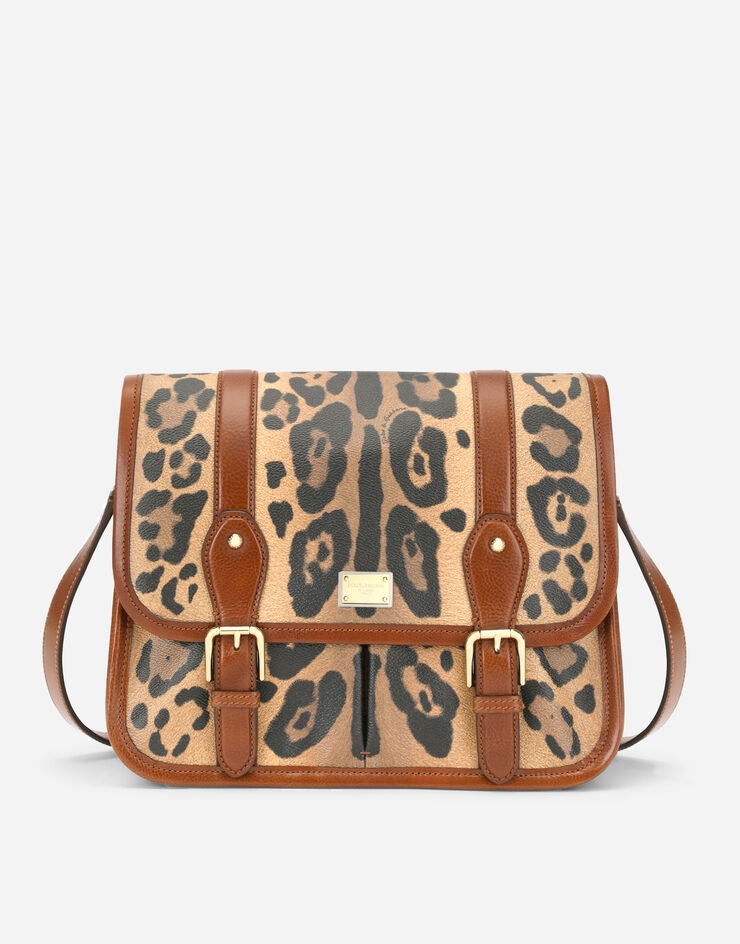 Leopard-print Crespo messenger bag with branded plate - 1