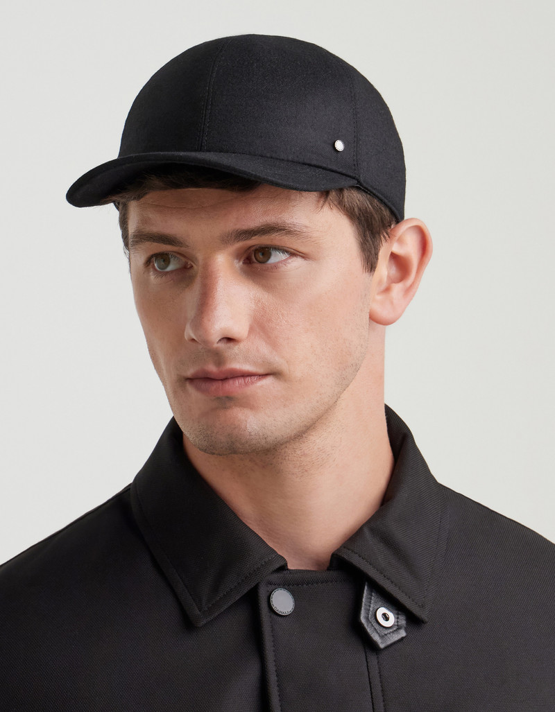 Canali BLACK WOOL BASEBALL CAP WITH RIVET outlook