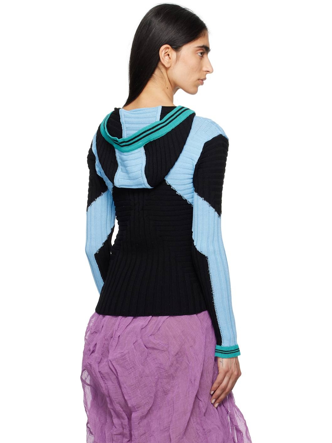 Black & Blue Quimby Fitted Knit Hoodie - 3