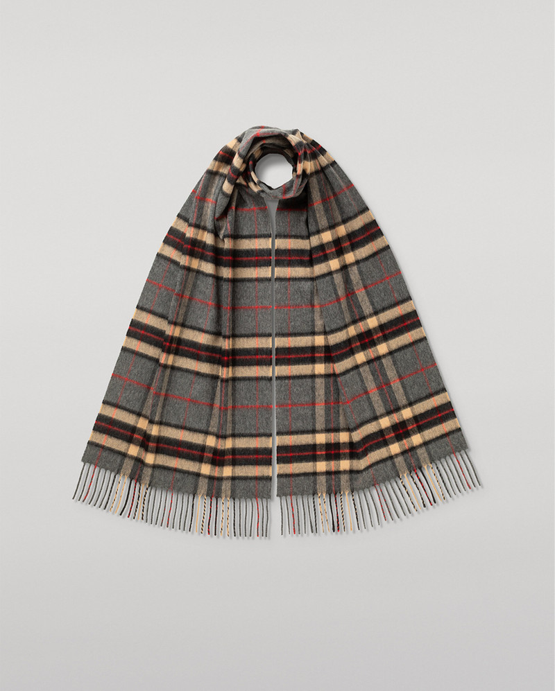 Vintage Check Grey Merino Scarf 1