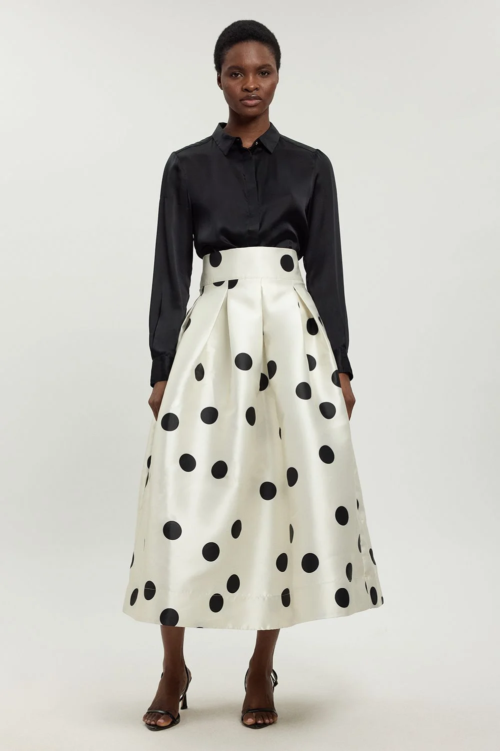 Spot Woven Twill Prom Skirt - 1