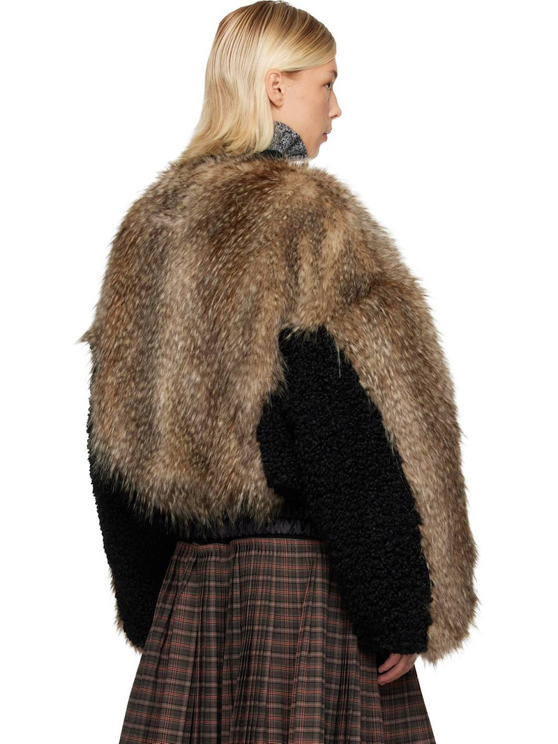 Black & Beige French Kiss Faux-Fur Bomber Jacket 3