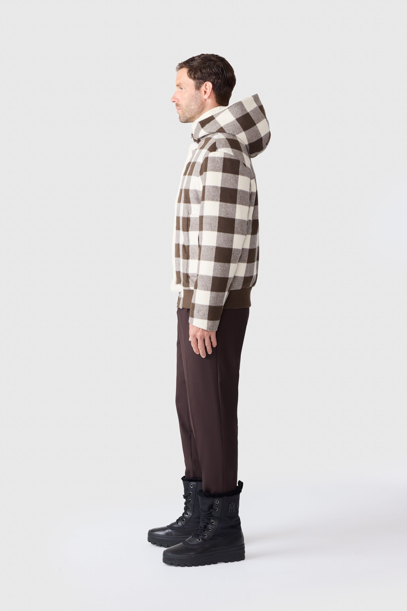 JAY-PL Plaid Wool Jacket With Shearling-Lined Hood - 3