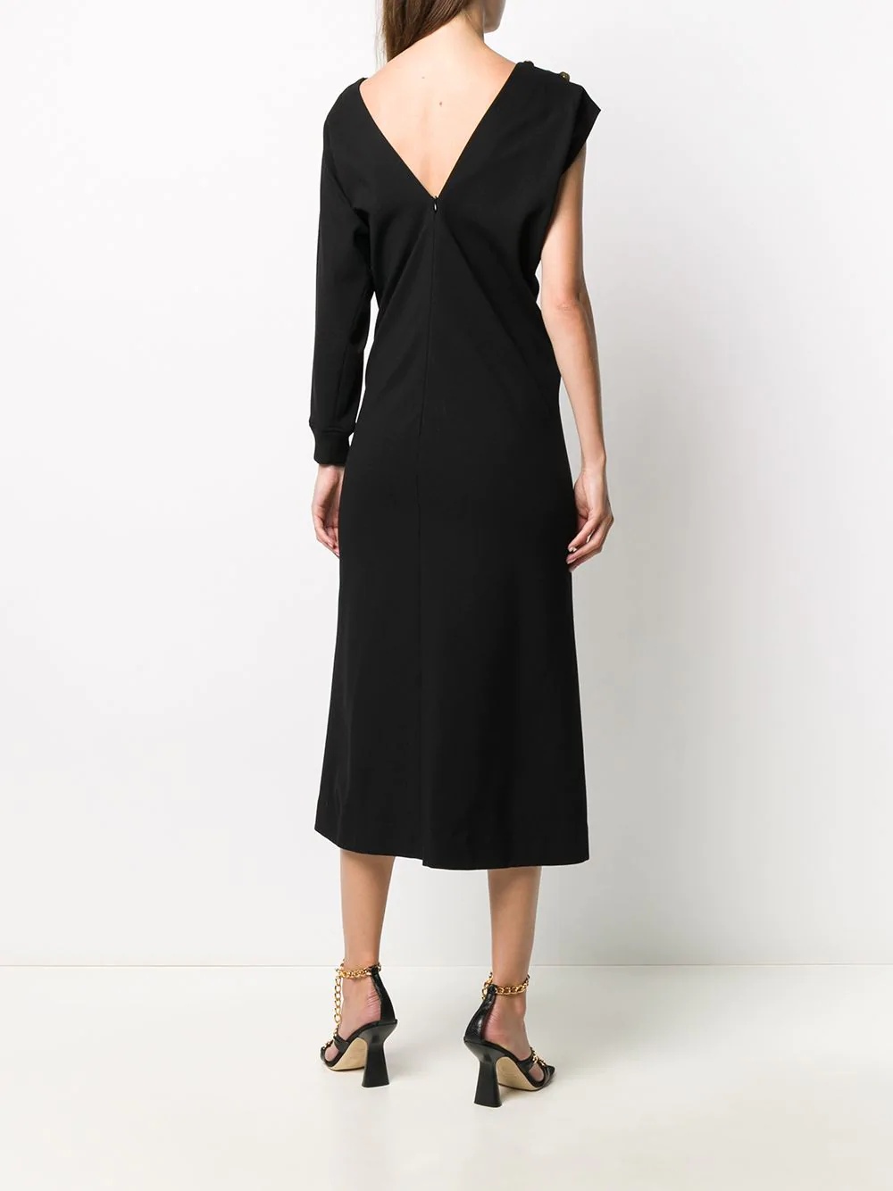 ribbed one-sleeve dress - 4