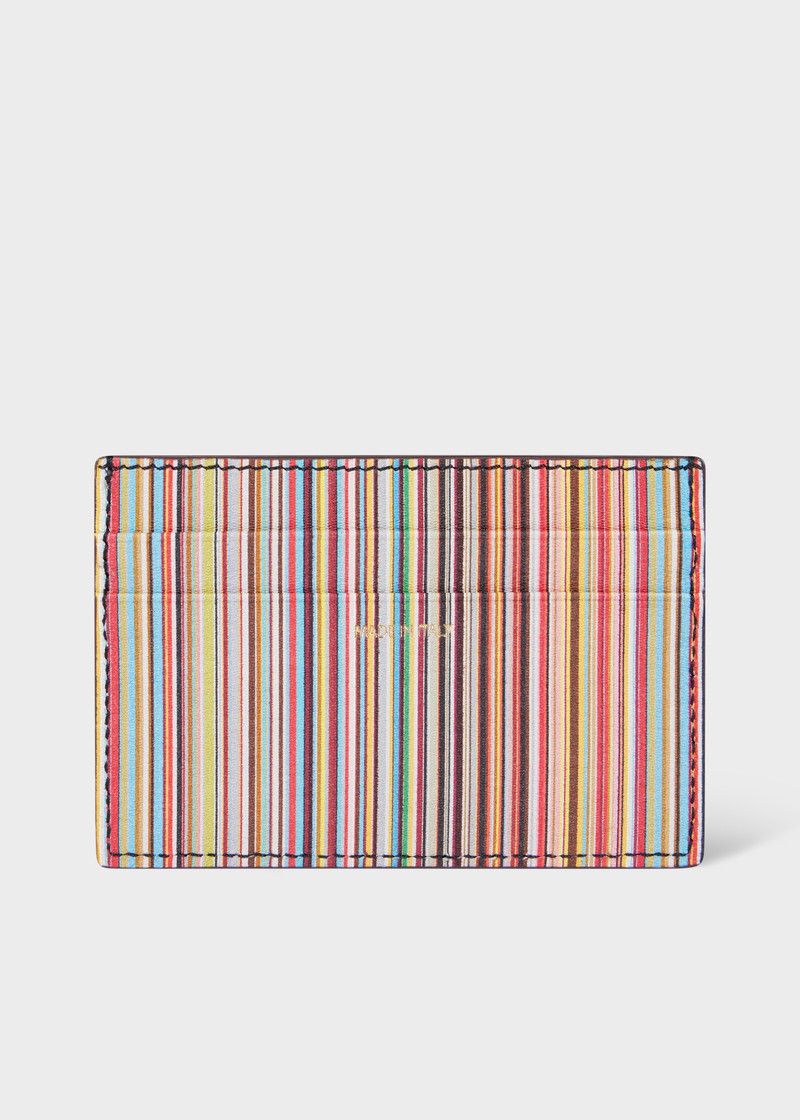 Paul Smith Burgundy 'Signature Stripe' Leather Card Holder outlook