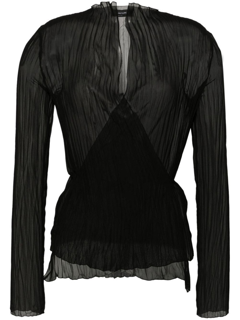 semi-sheer plissÃ© blouse 1