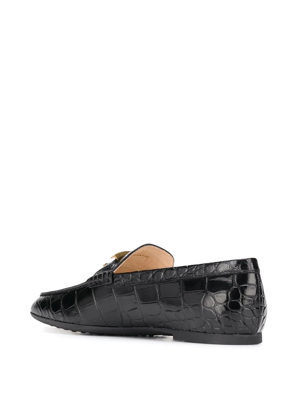 crocodile-effect leather loafers - 3