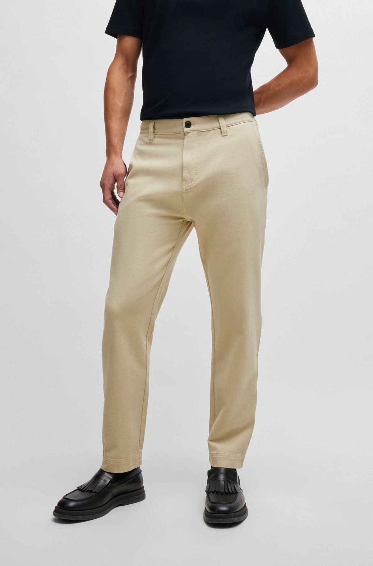 TAPERED-FIT REGULAR-RISE TROUSERS IN COTTON TWILL - 2