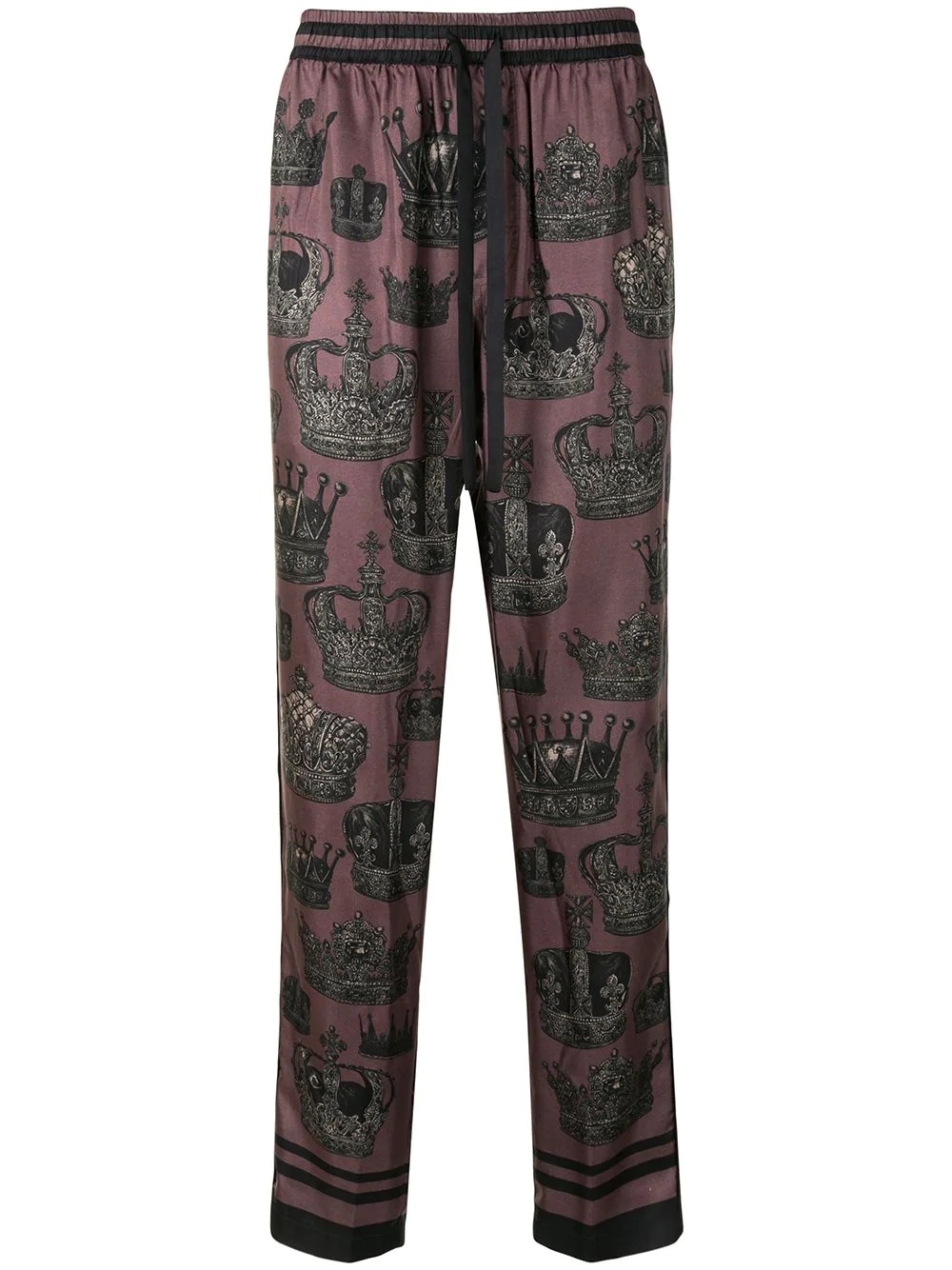 crown print pyjama-style trousers - 1