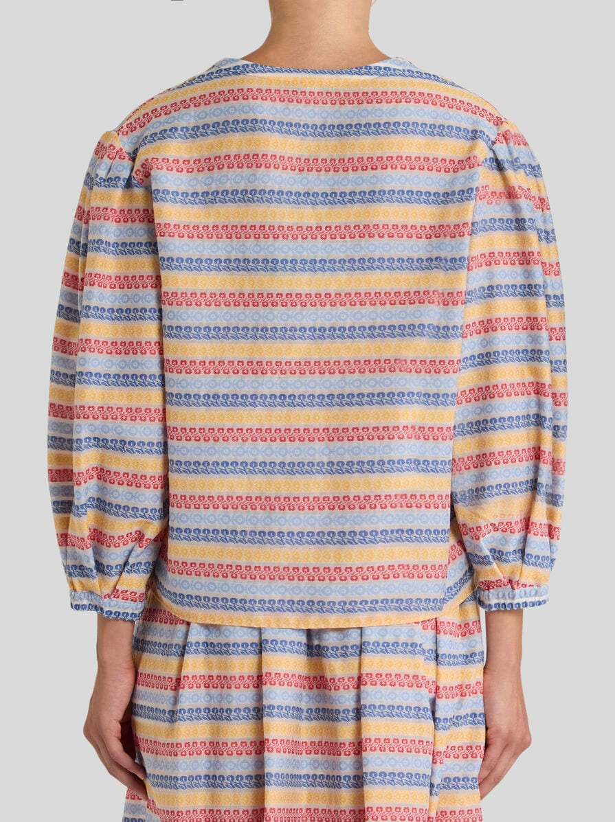 COTTON-BLEND JACQUARD BLOUSE - 4