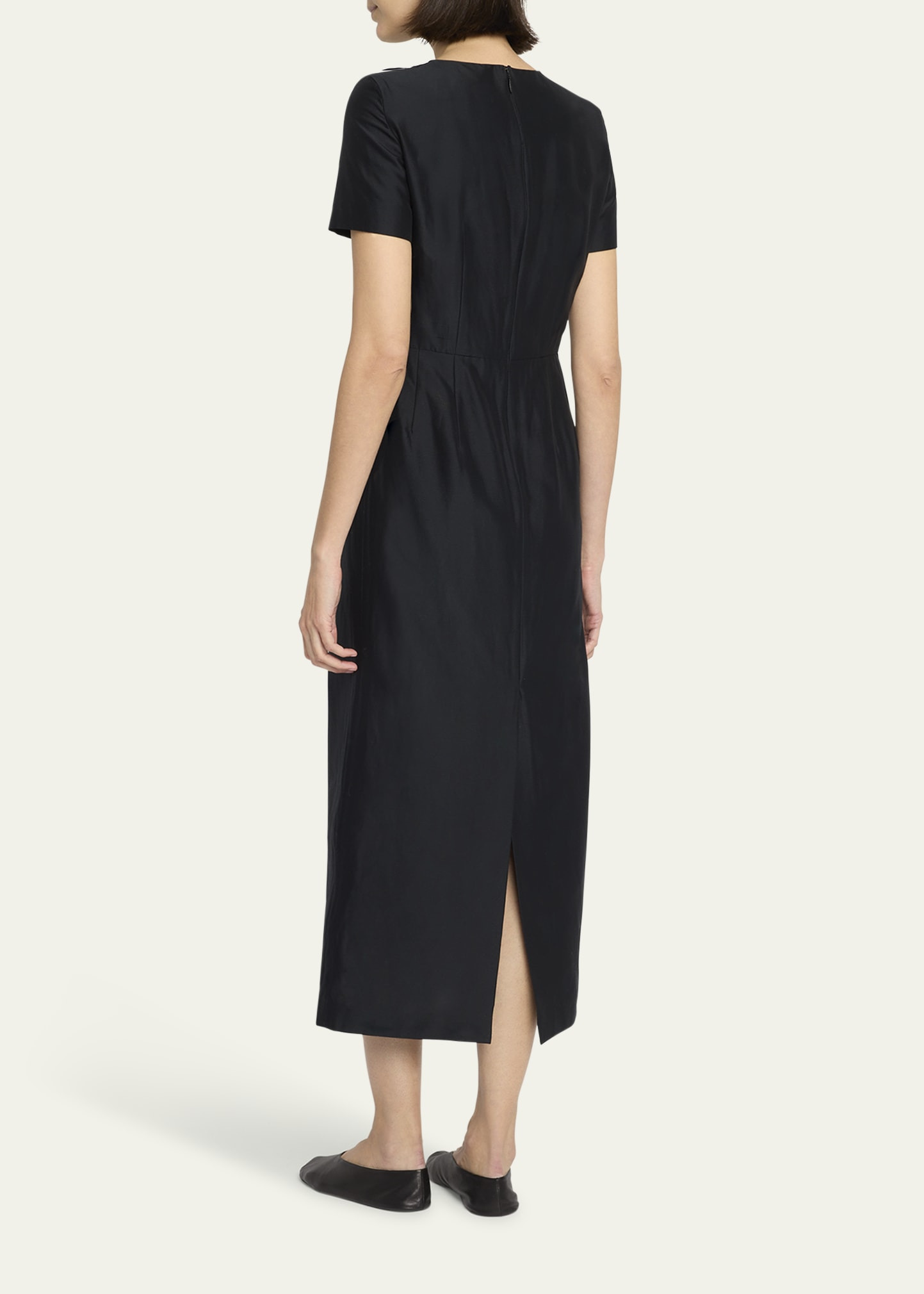 Edmonia Short-Sleeve Cotton-Silk Midi Dress - 3