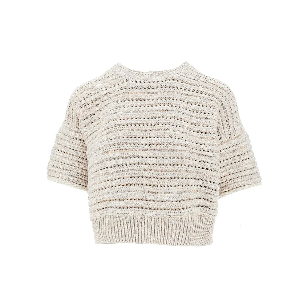 OPENWORKED KNIT TOP - 1