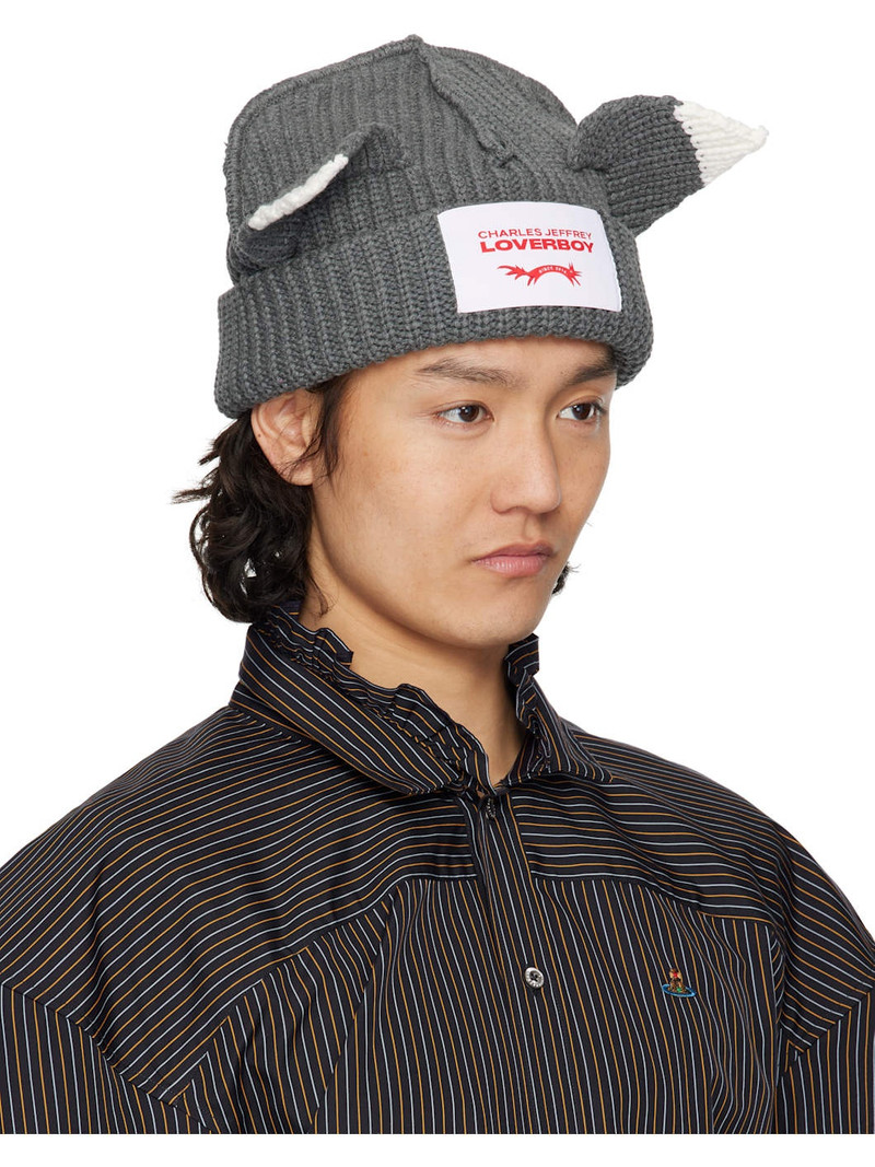 CHARLES JEFFREY LOVERBOY Gray Chunky Ears Beanie outlook